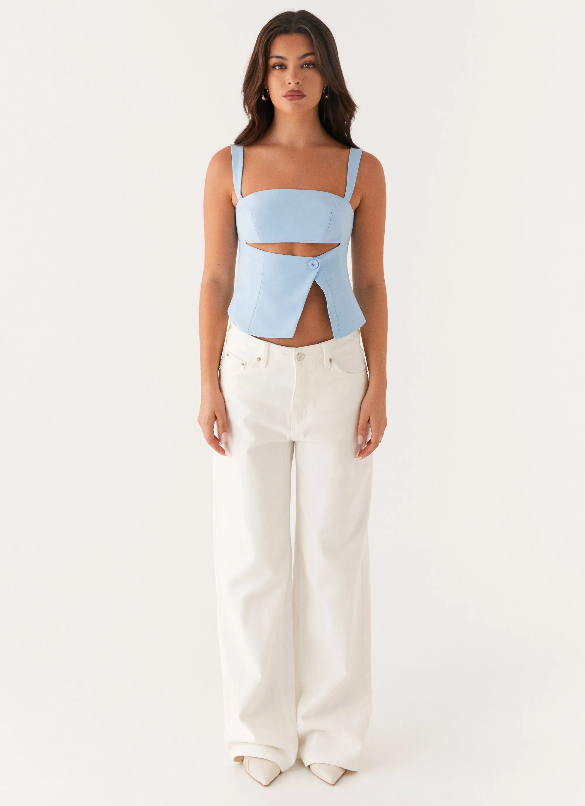 Pia Cut Out Top - Pastel Blue - Image 2
