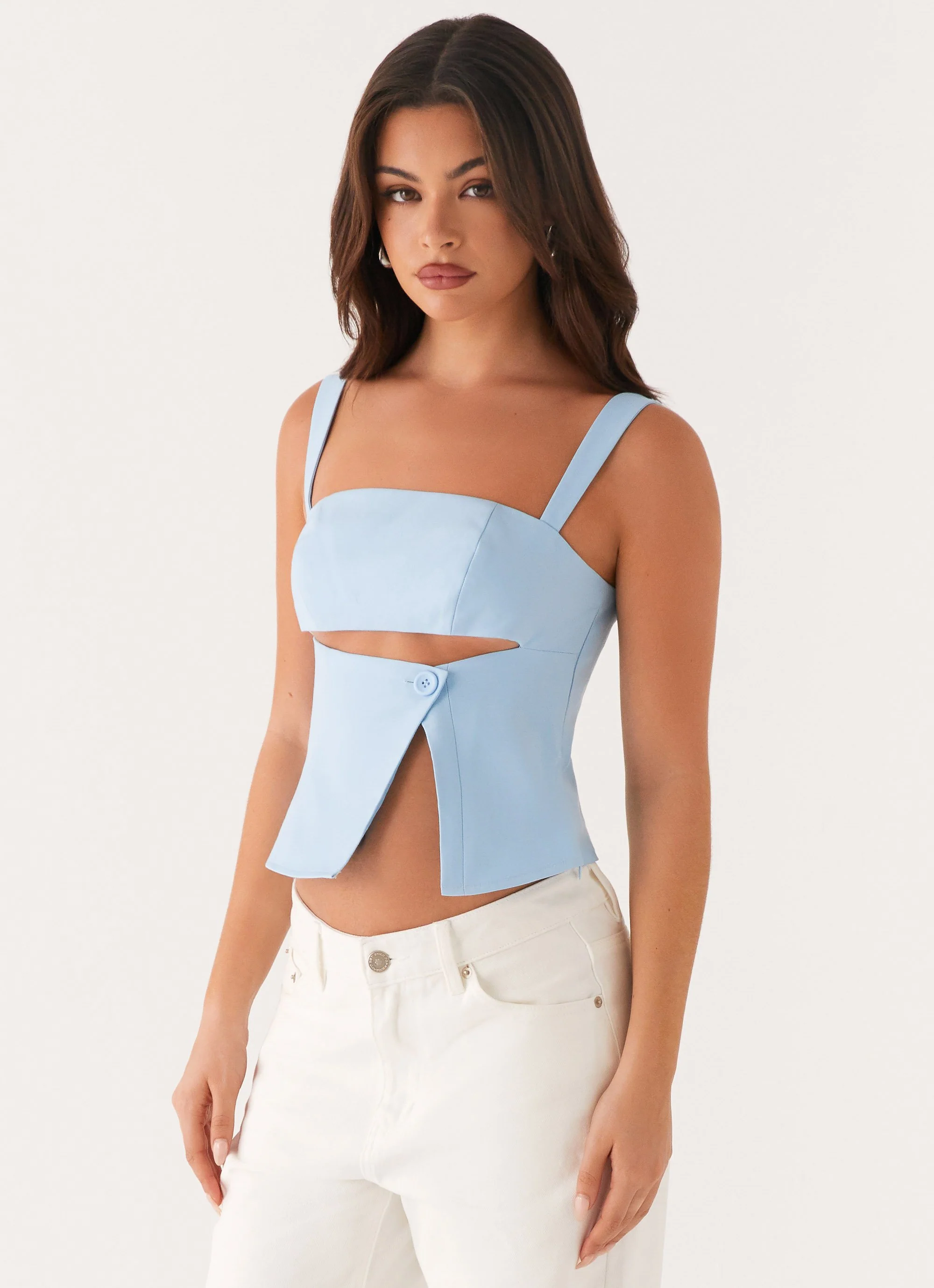 Pia Cut Out Top - Pastel Blue - Image 3