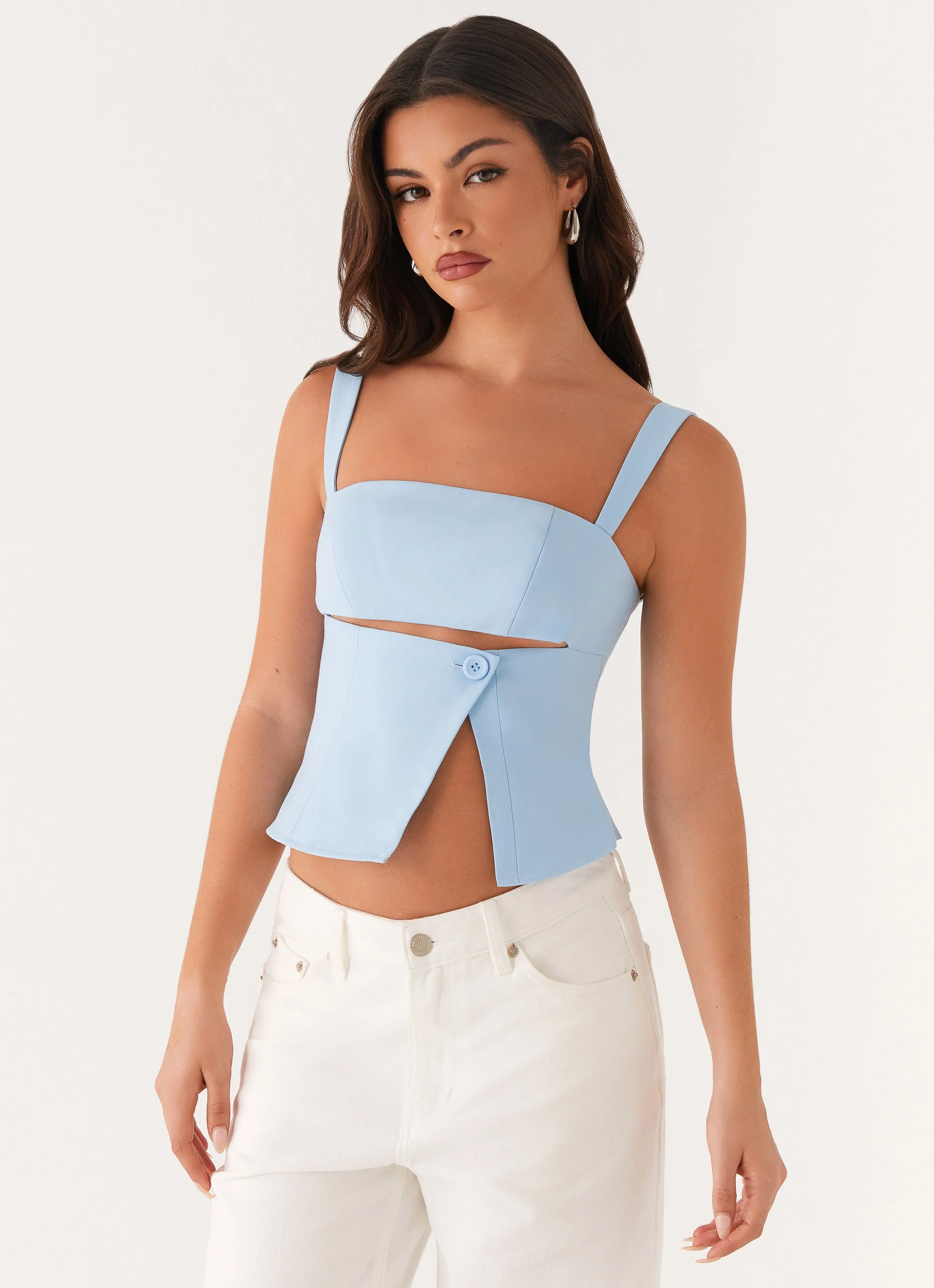 Pia Cut Out Top - Pastel Blue - Image 6