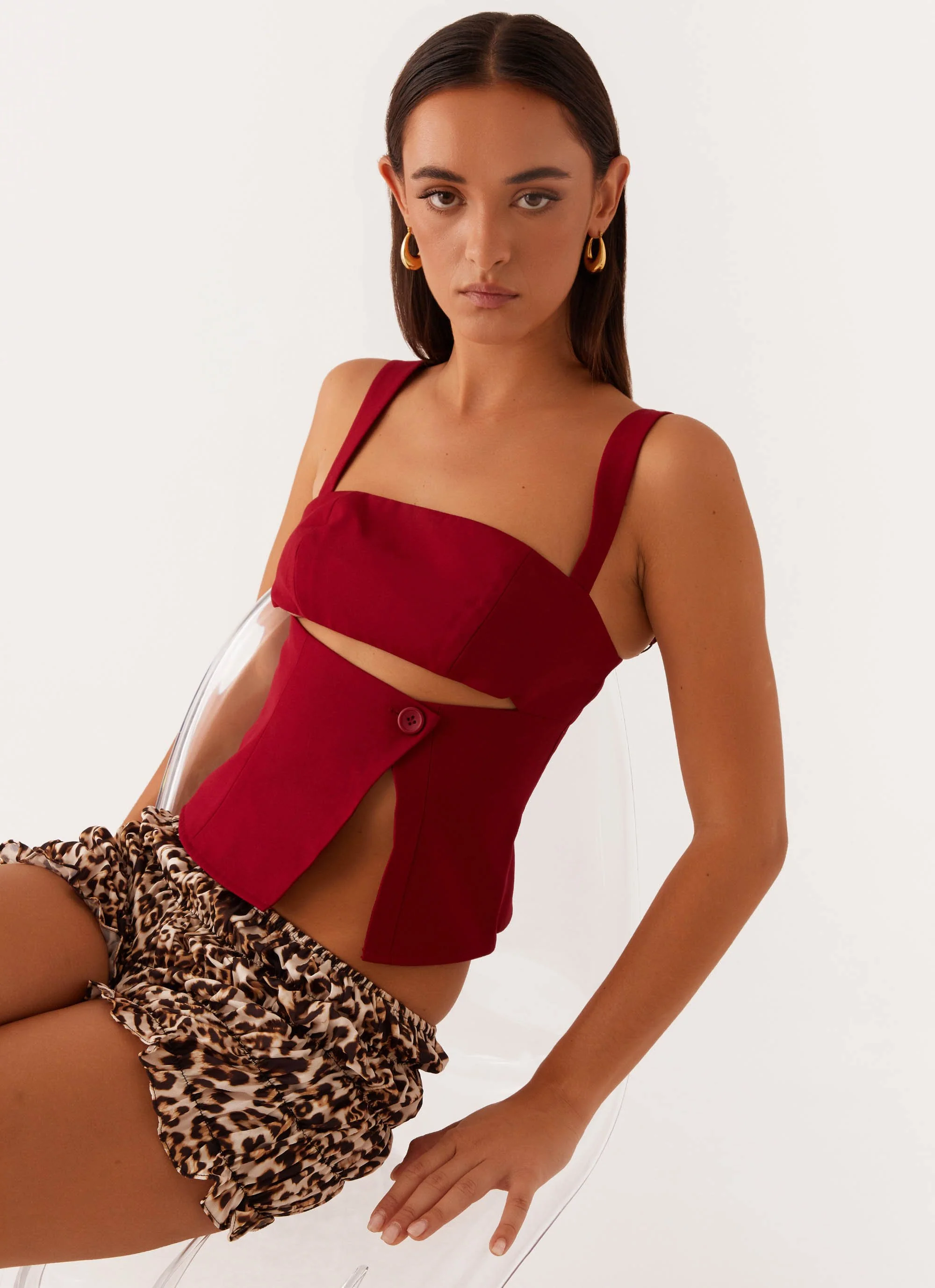 Pia Cut Out Top - Red - Image 4