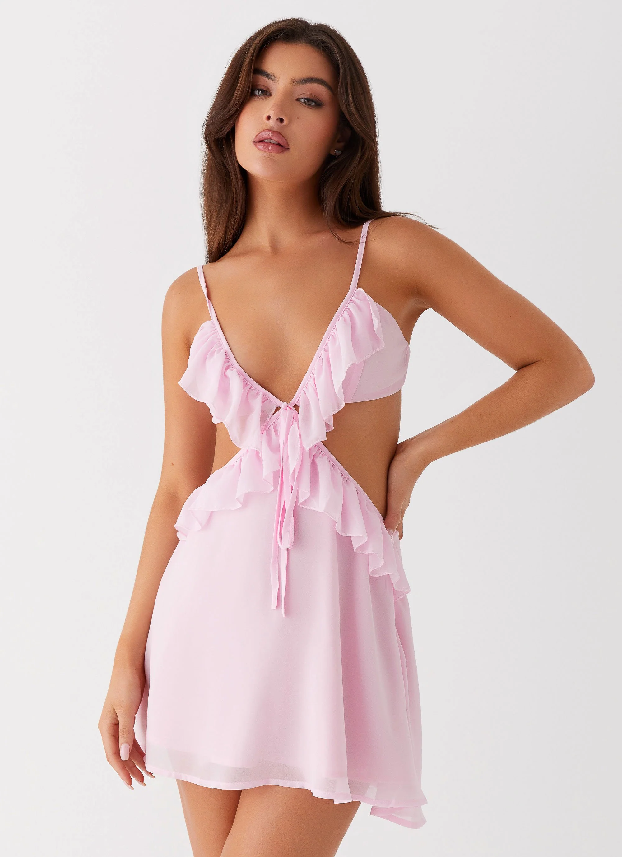 Polly Ruffle Mini Dress - Pink - Image 5