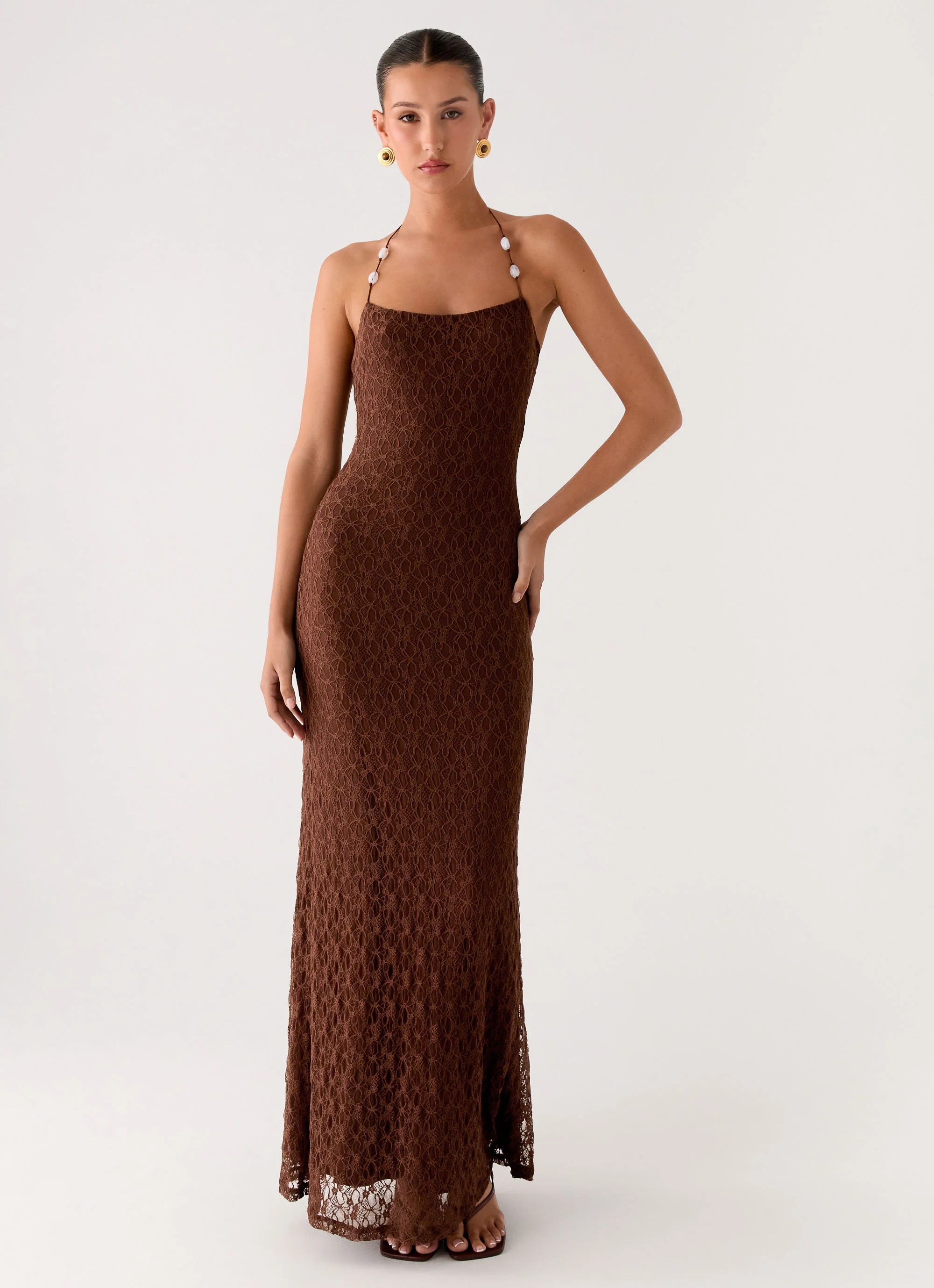 Promise Me Lace Maxi Dress - Chocolate - Image 4