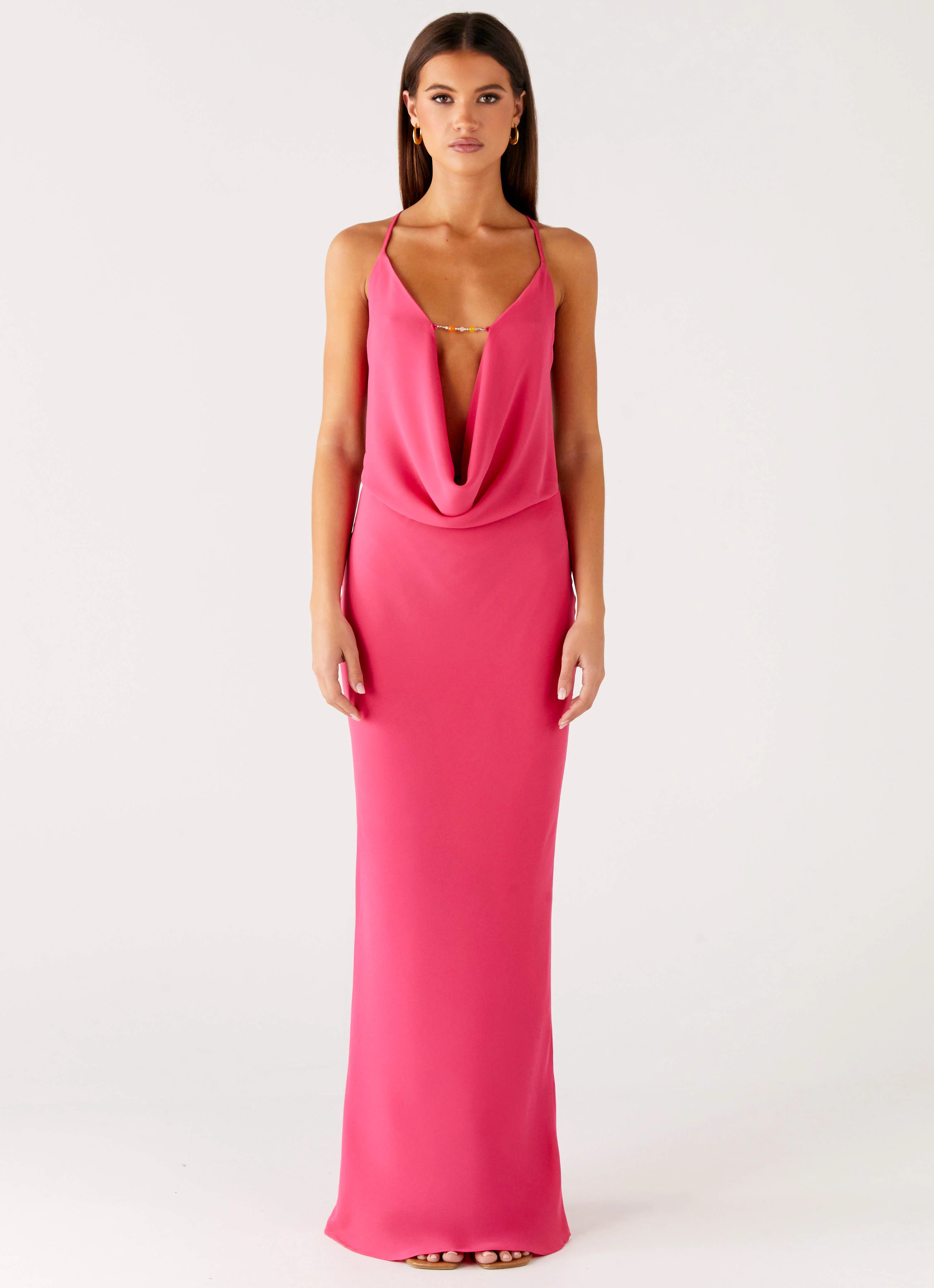 Pure Heart Cowl Maxi Dress - Fuchsia - Image 3