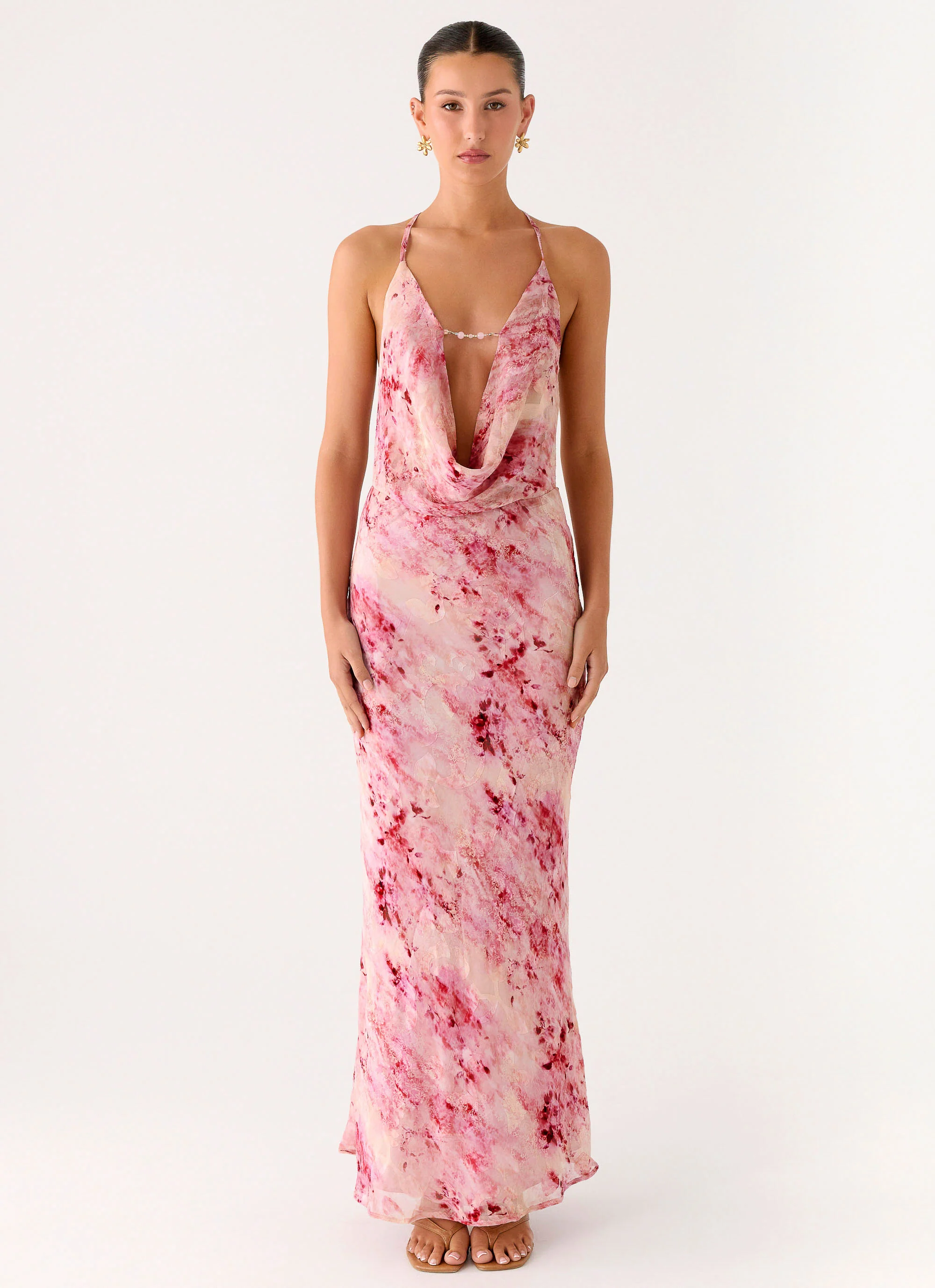 Pure Heart Cowl Maxi Dress - Pink - Image 5