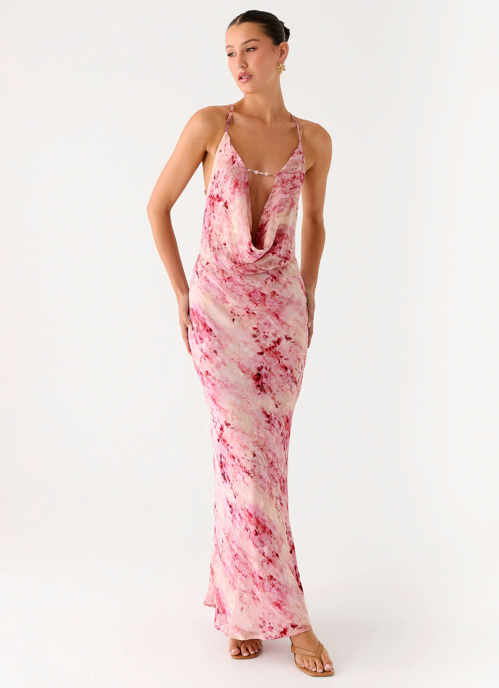 Pure Heart Cowl Maxi Dress - Pink - Image 8