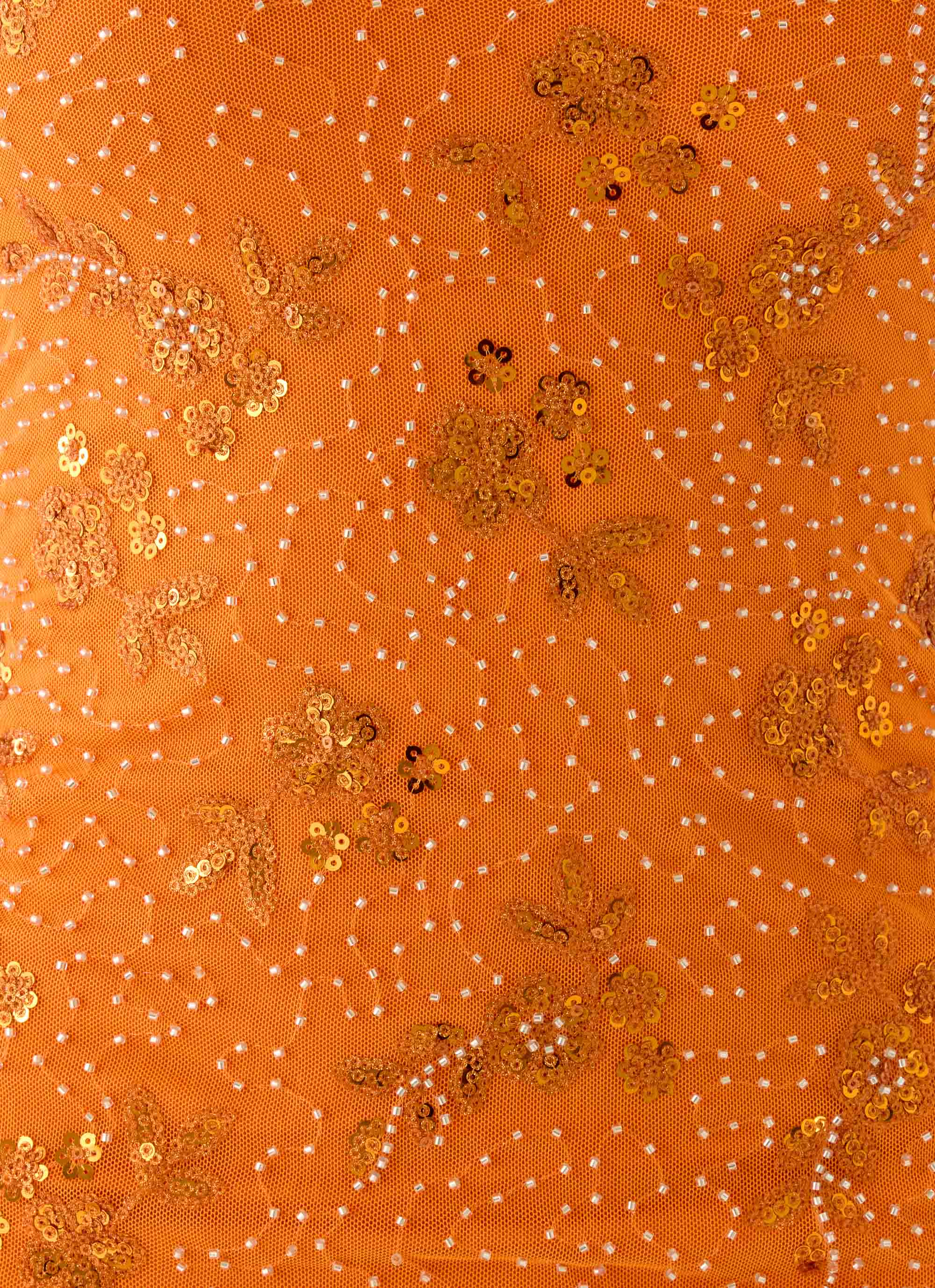 Push Back Beaded Sequin Mini Dress - Orange - Image 6