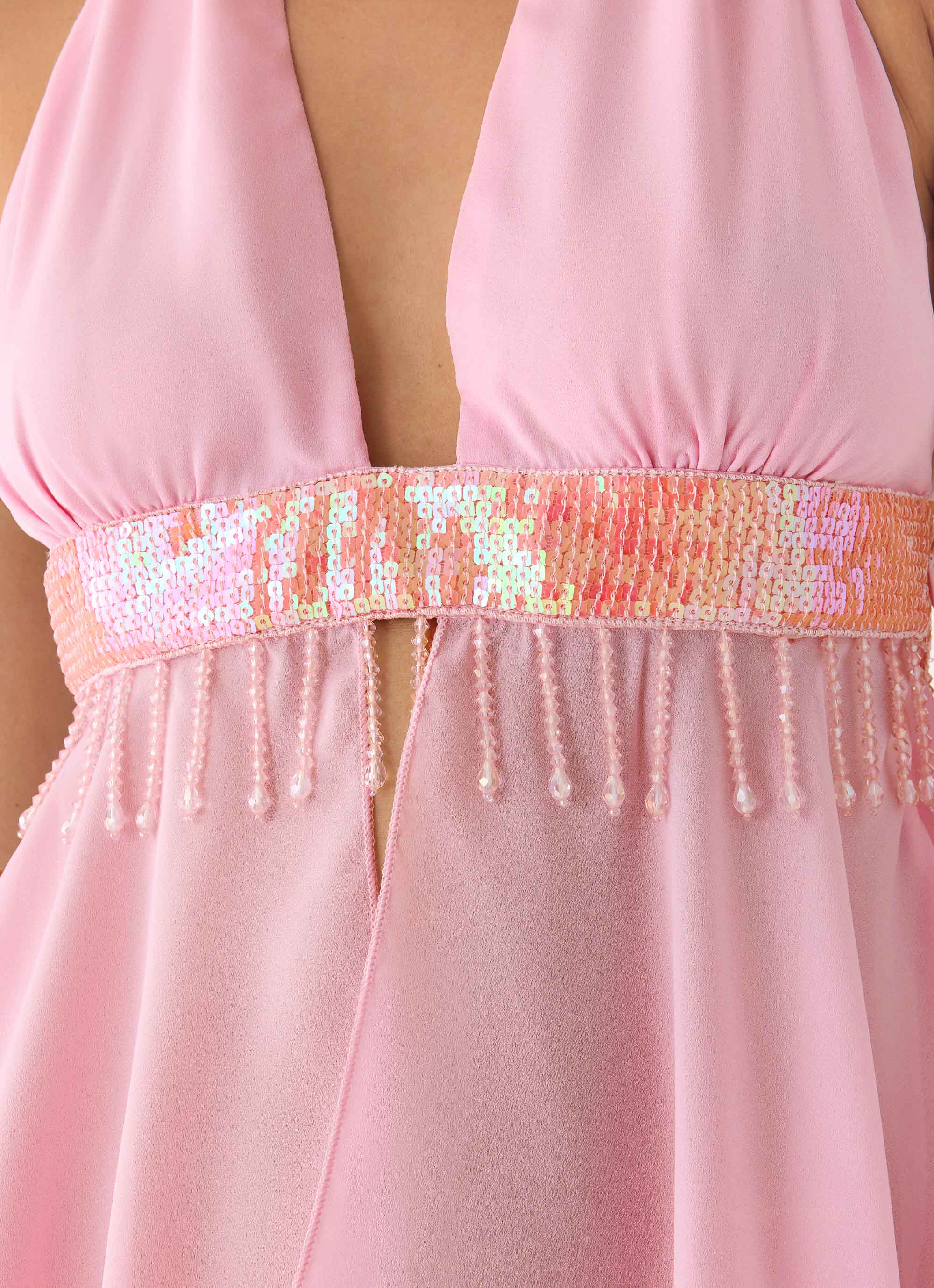 Put It Straight Beaded Sequin Top - Baby Pink - Image 5
