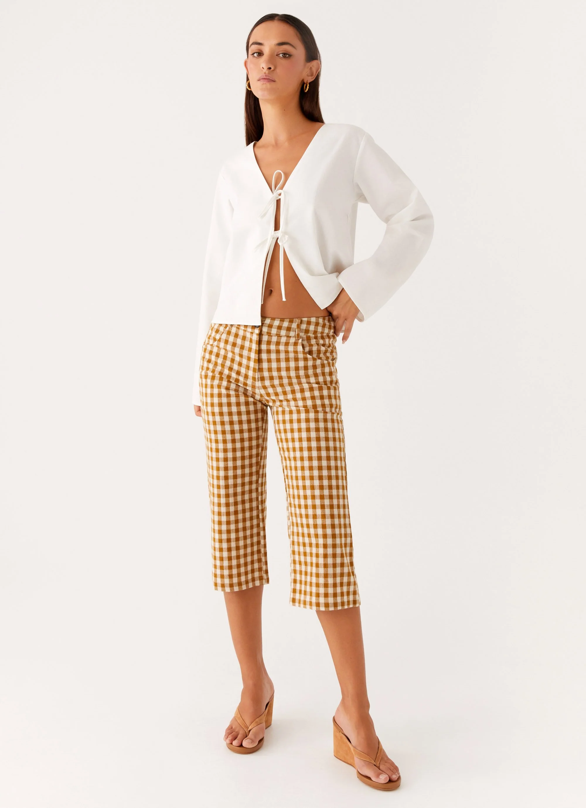 Radley Capri Pants - Brown Gingham - Image 5