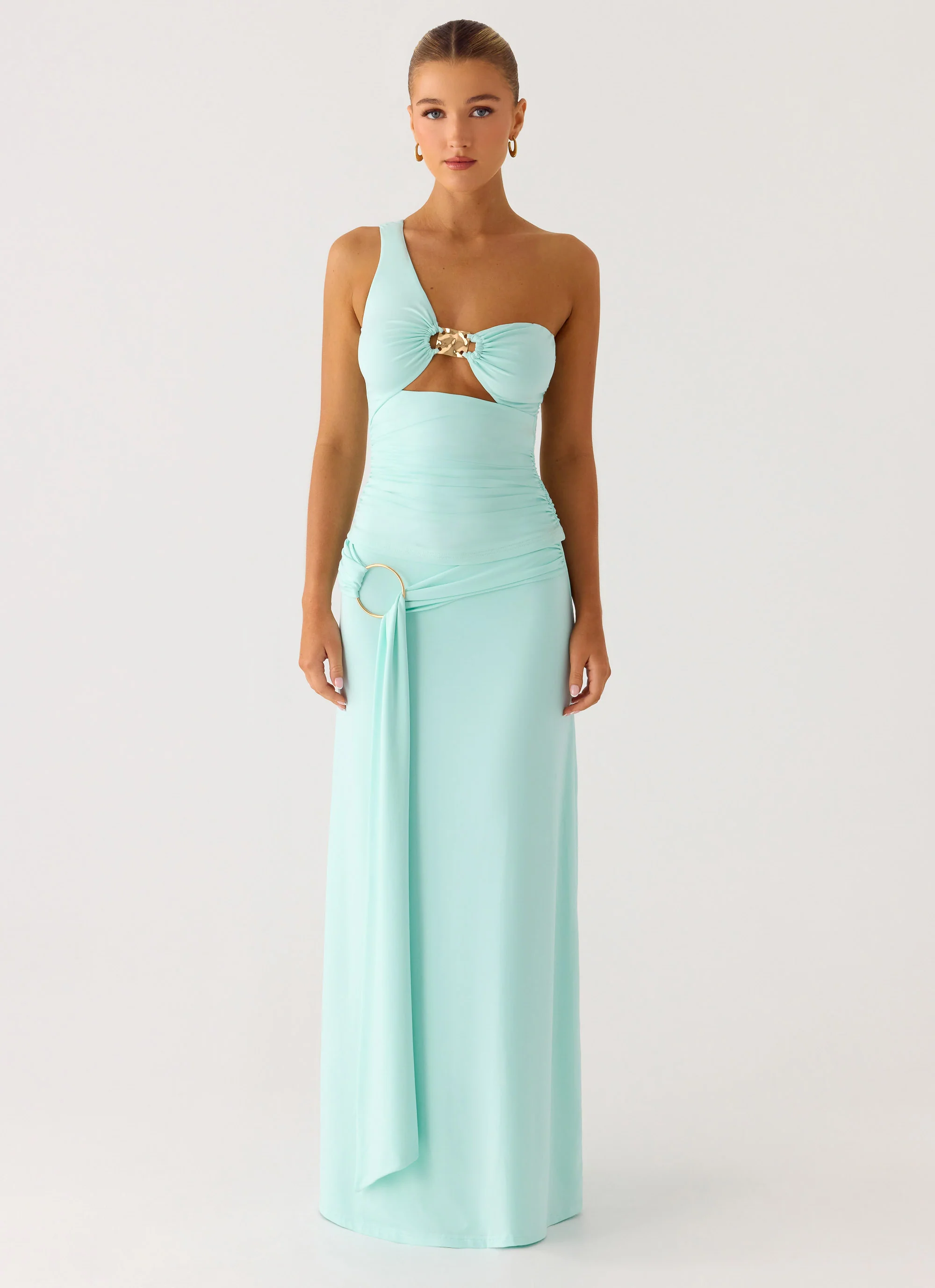 Ravi One Shoulder Top - Aqua - Image 4