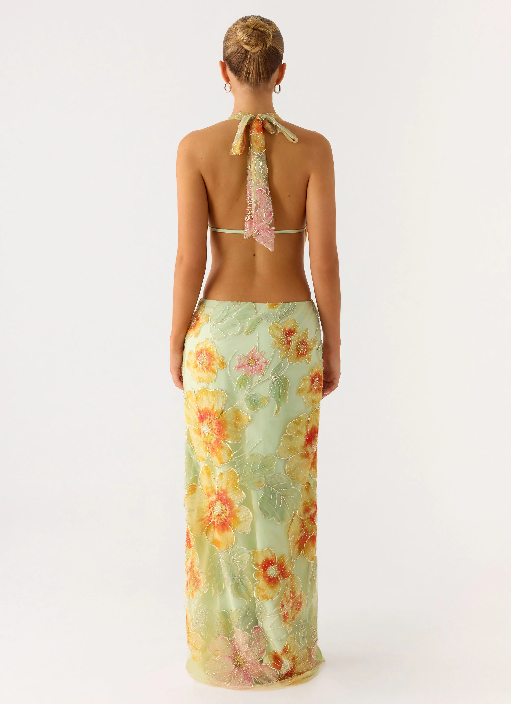 Really Something Beaded Maxi Dress - Green Floral Beaded - Image 4