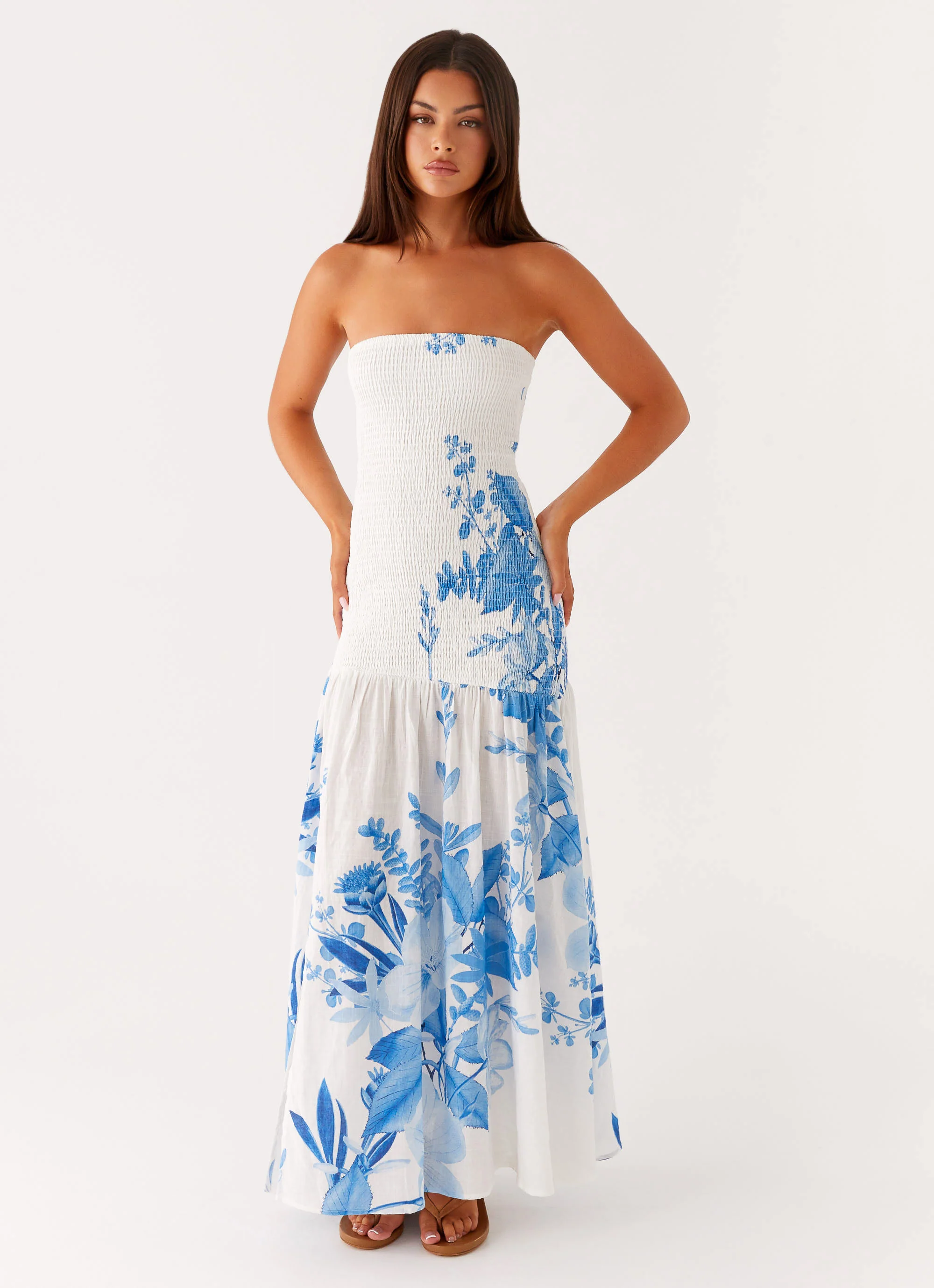Rebecca Maxi Dress - Blue Floral Print - Image 6