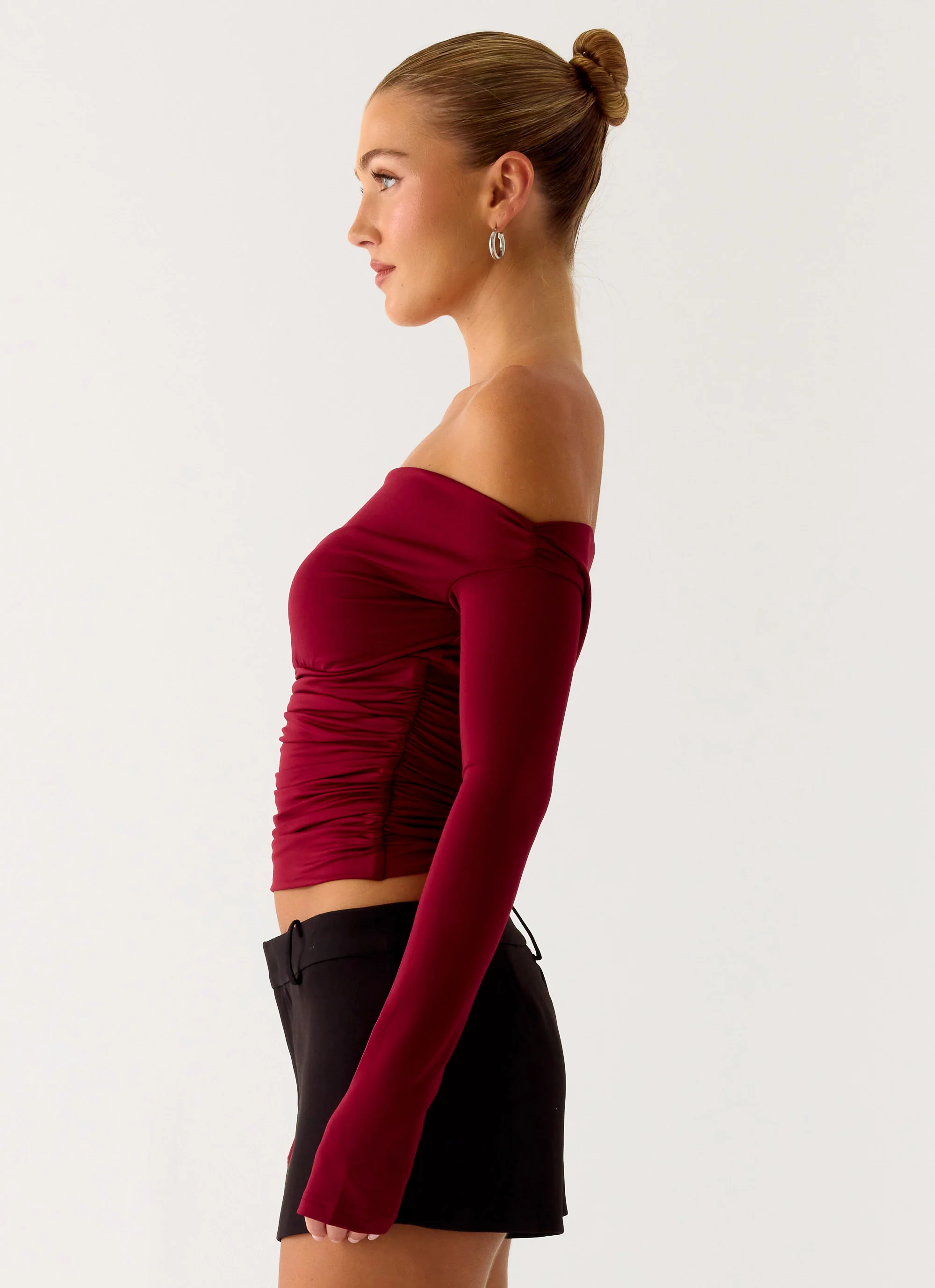 Reva Long Sleeve Top - Maroon - Image 5