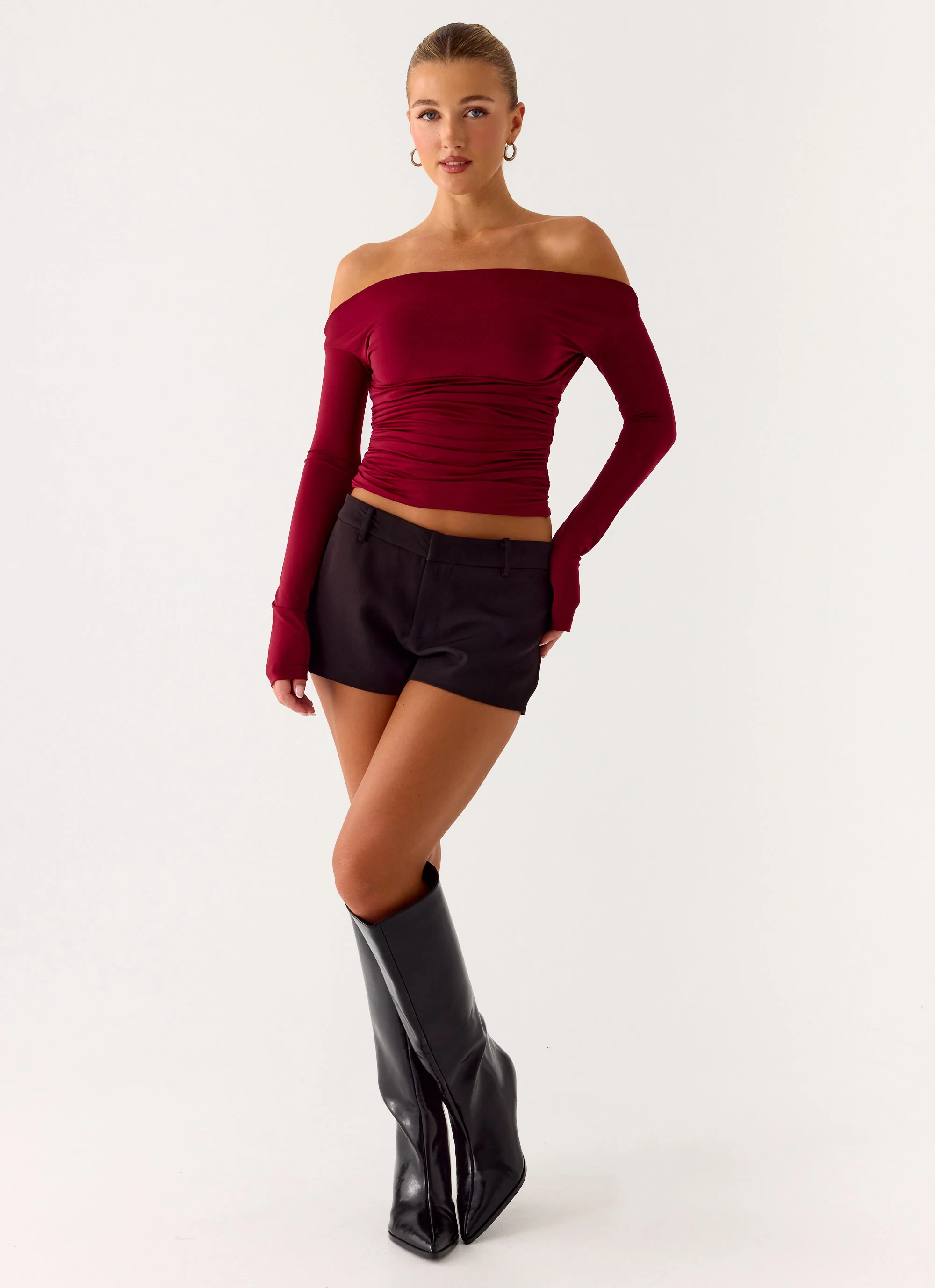 Reva Long Sleeve Top - Maroon - Image 8