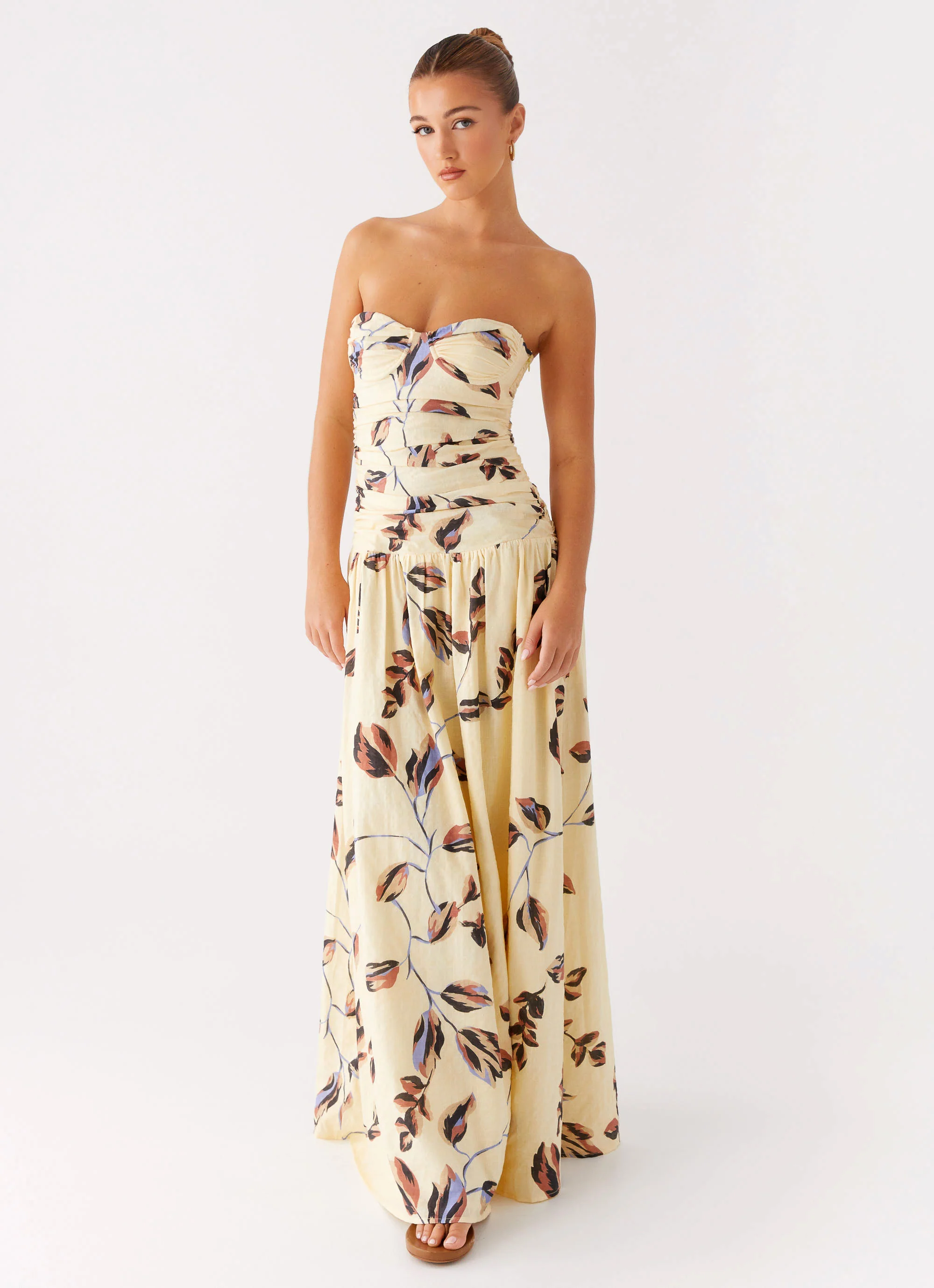 Rhea Ruched Maxi Dress - Buttercream Bliss - Image 5