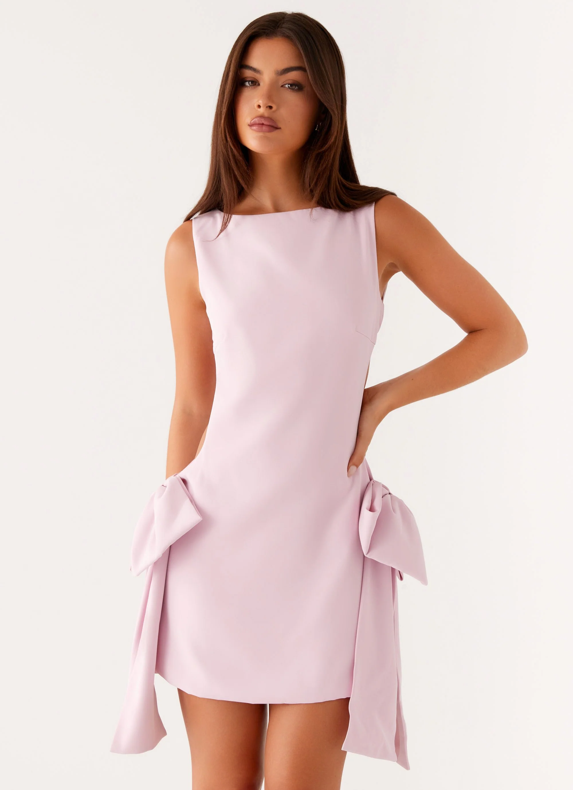 Rhodes Bow Mini Dress - Pink - Image 2