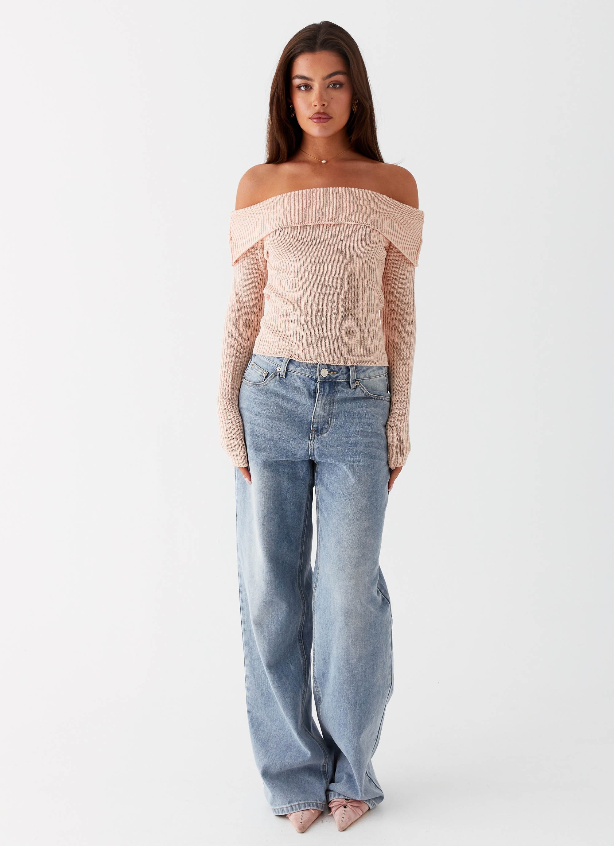 Rina Long Sleeve Knit Top - Blush - Image 3