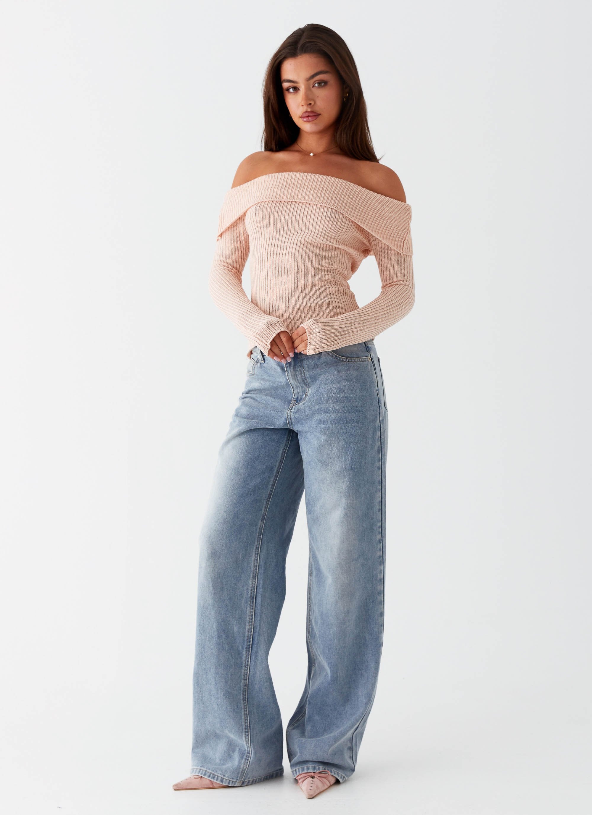 Rina Long Sleeve Knit Top - Blush - Image 6