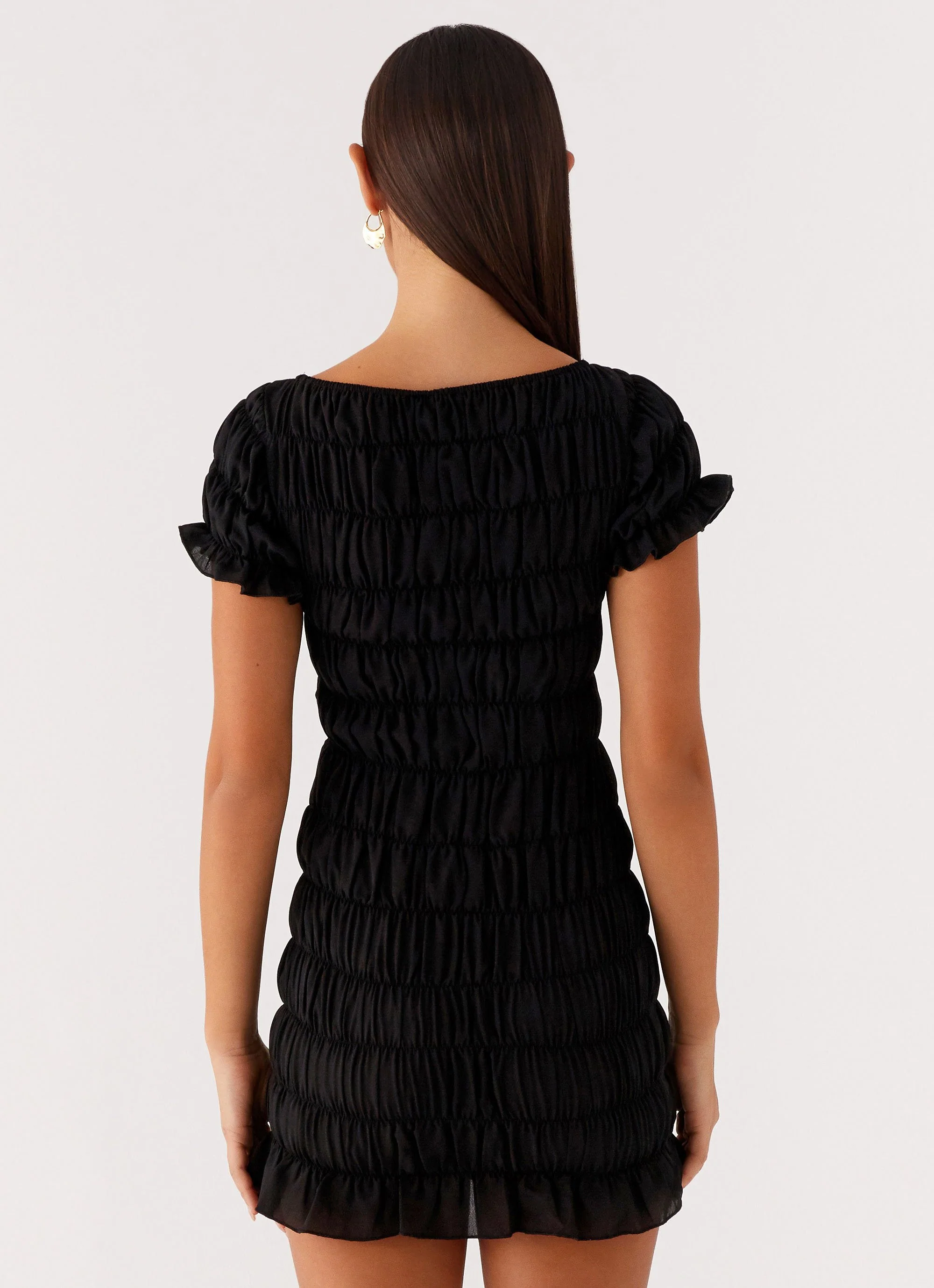 Rita Ruched Mini Dress - Black - Image 4