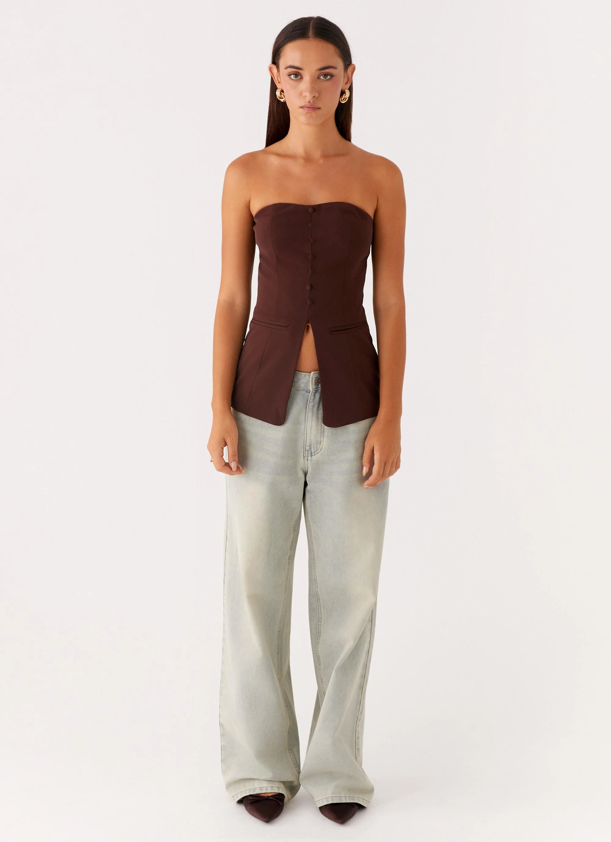 Riveria Strapless Top - Chocolate - Image 2