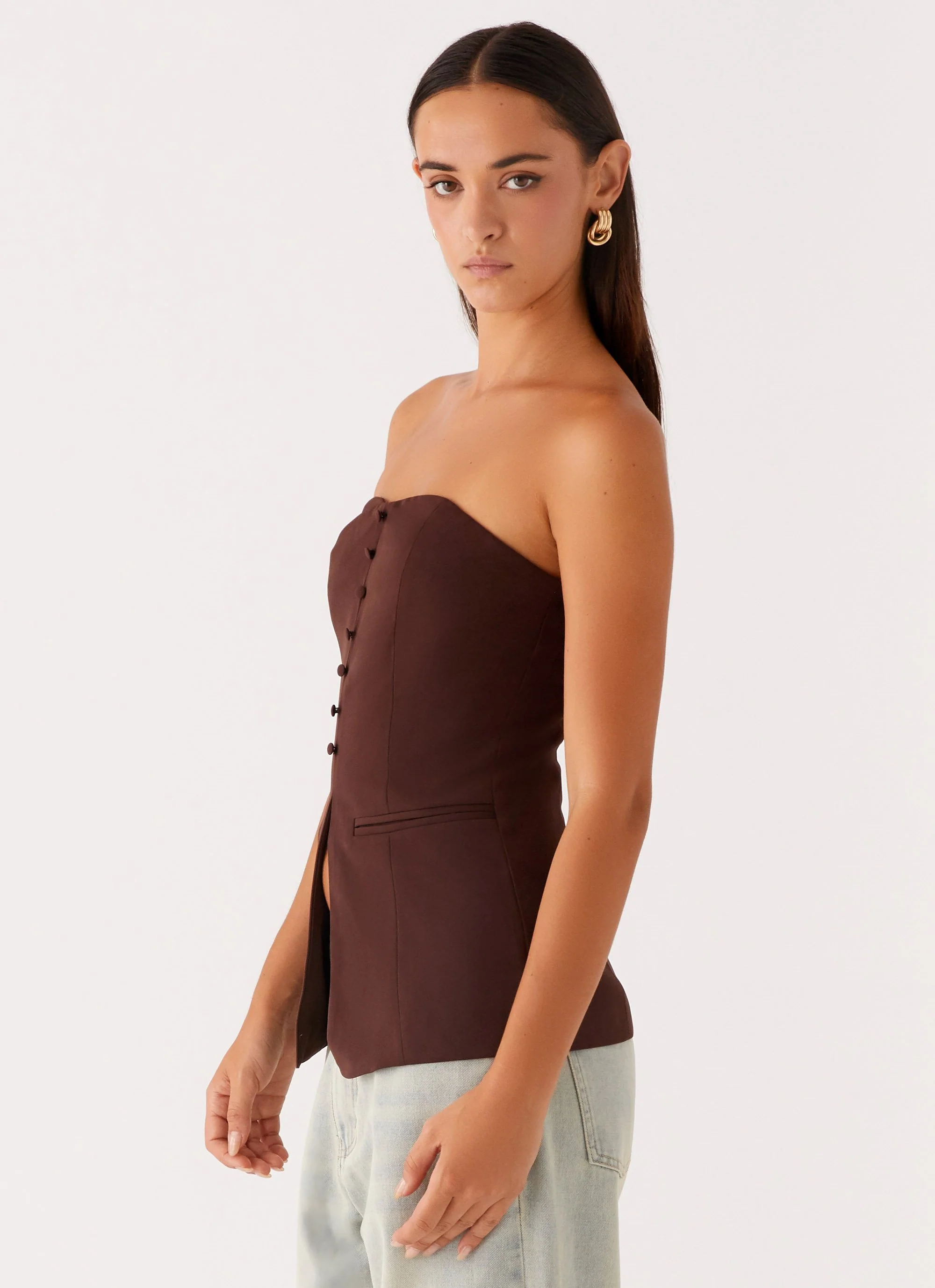 Riveria Strapless Top - Chocolate - Image 3