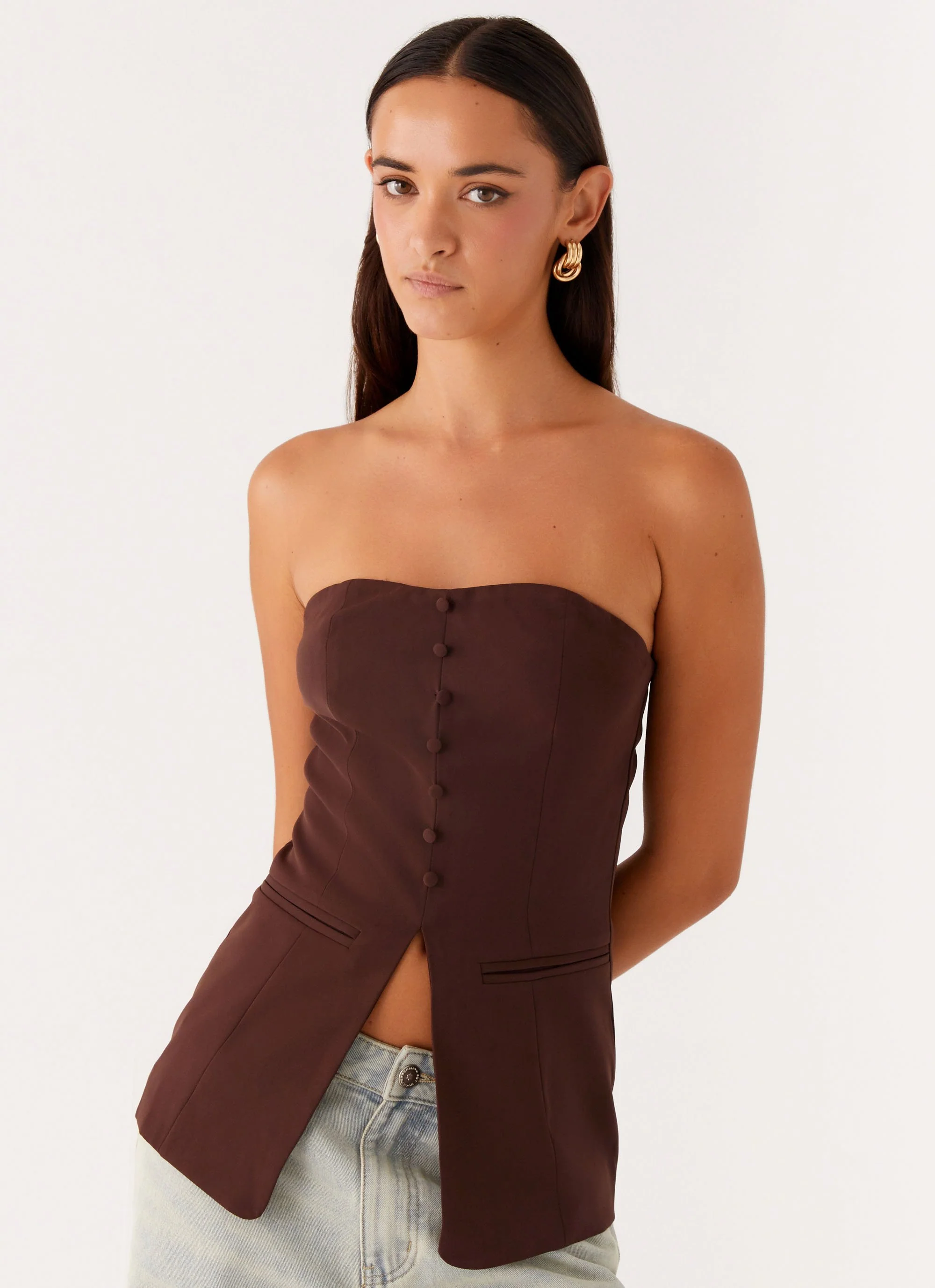 Riveria Strapless Top - Chocolate - Image 5