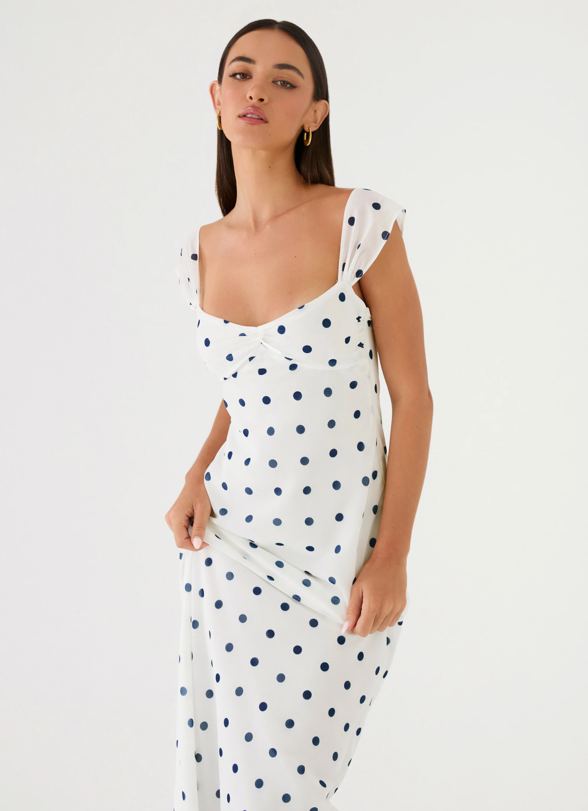 Roma Notte Maxi Dress - Porcelain Blue Polka Dot - Image 5