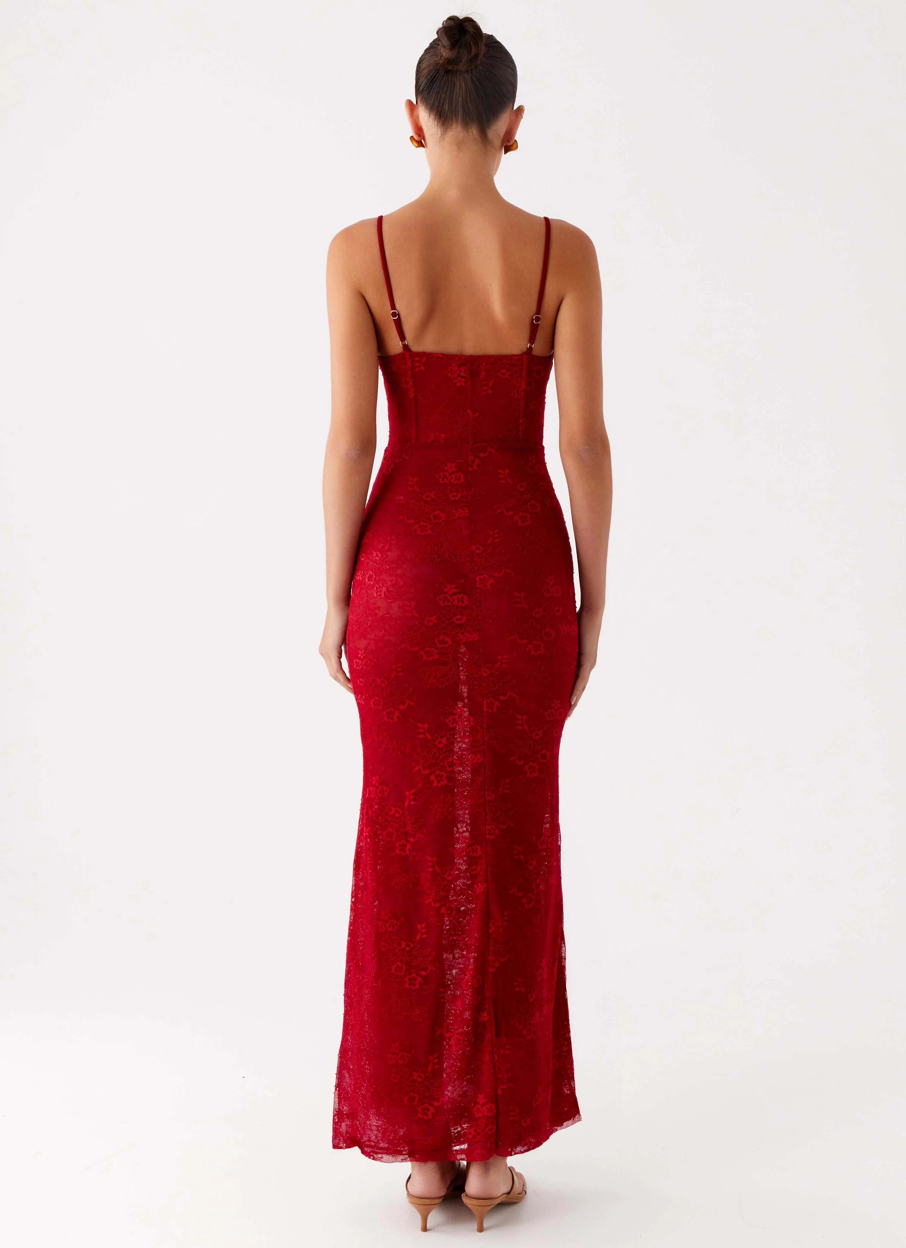 Rosa Corset Maxi Dress - Red - Image 4