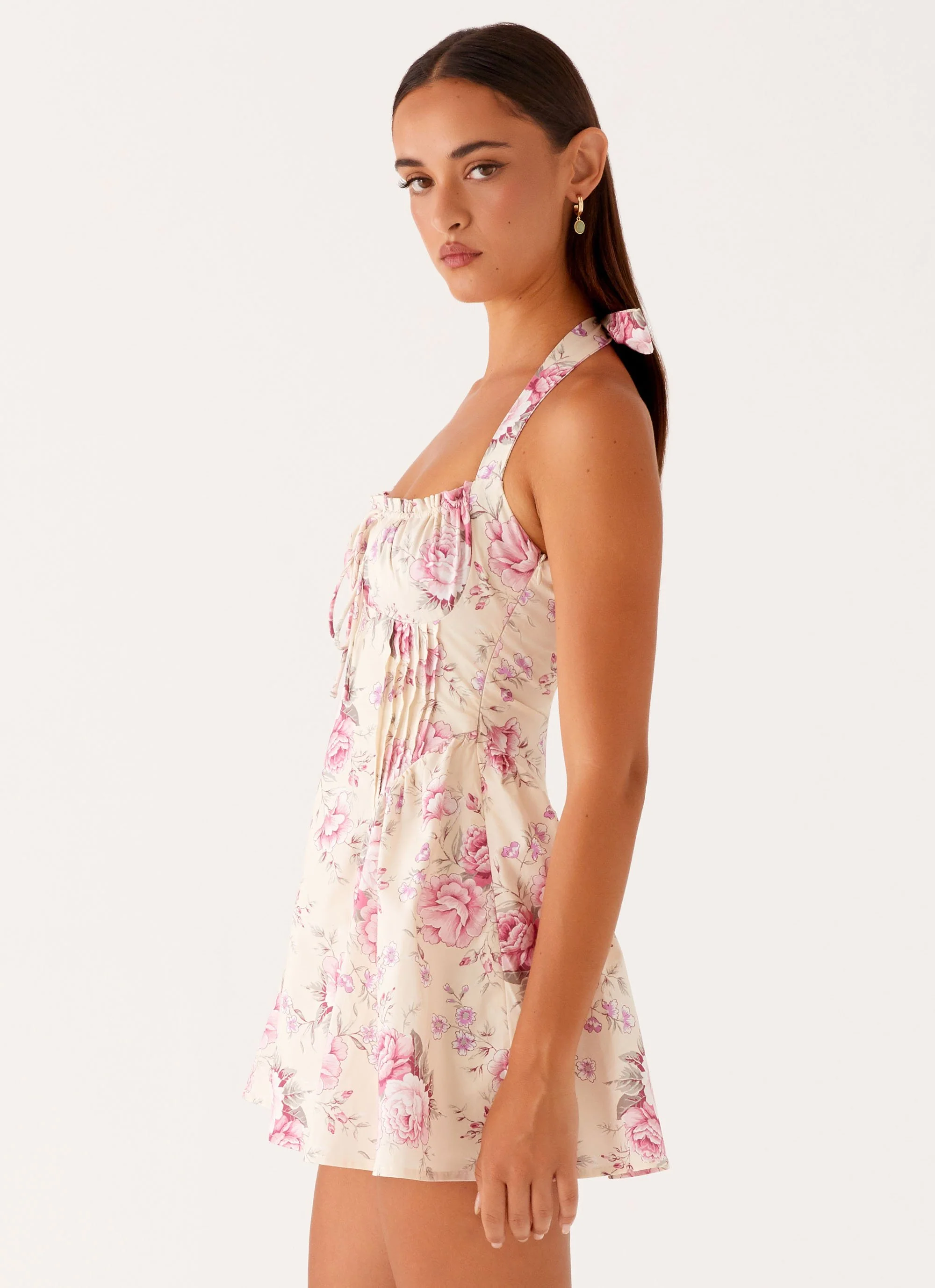 Rosalie Halter Mini Dress - Vintage Pink Floral - Image 3