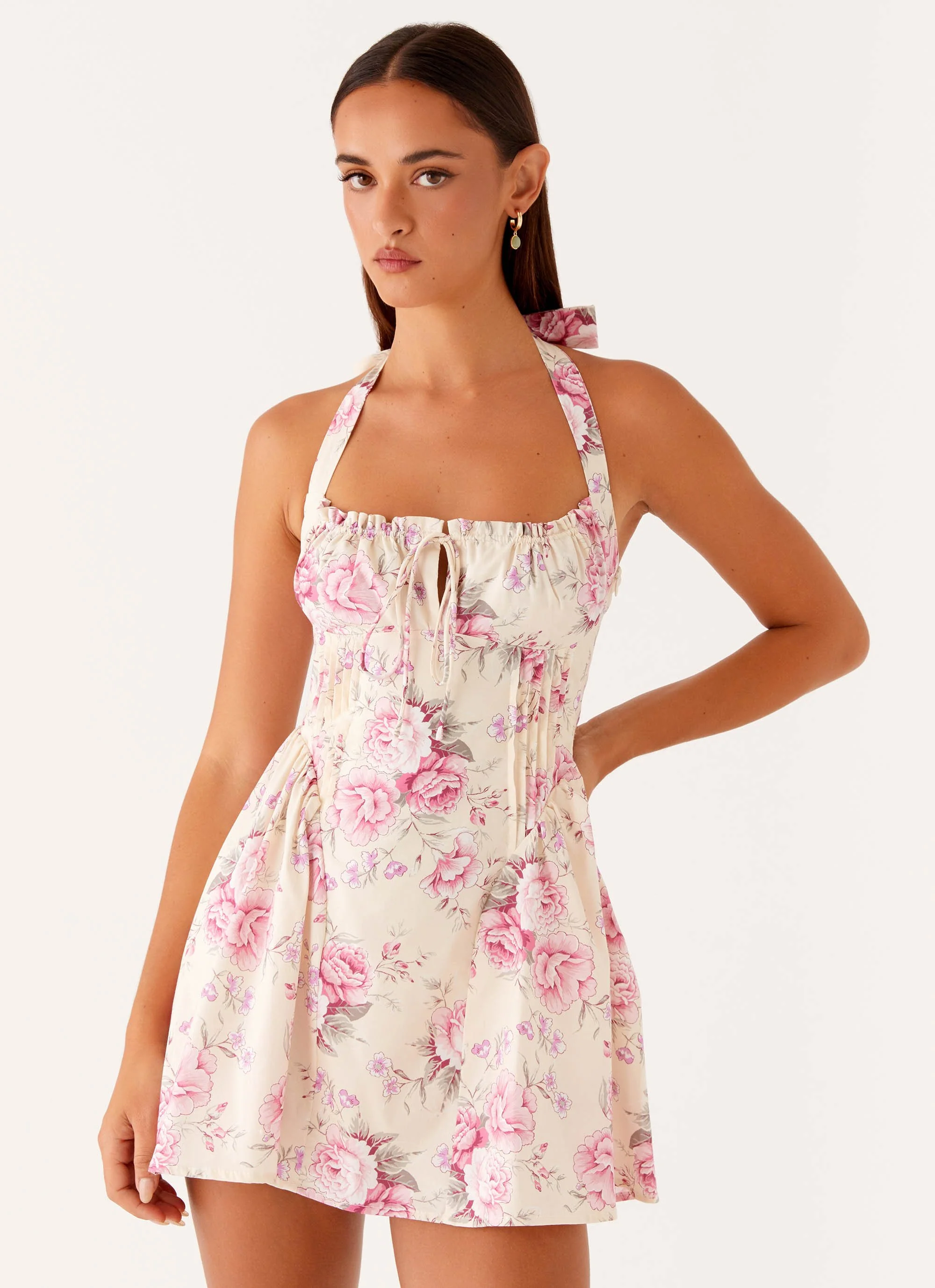 Rosalie Halter Mini Dress - Vintage Pink Floral - Image 5