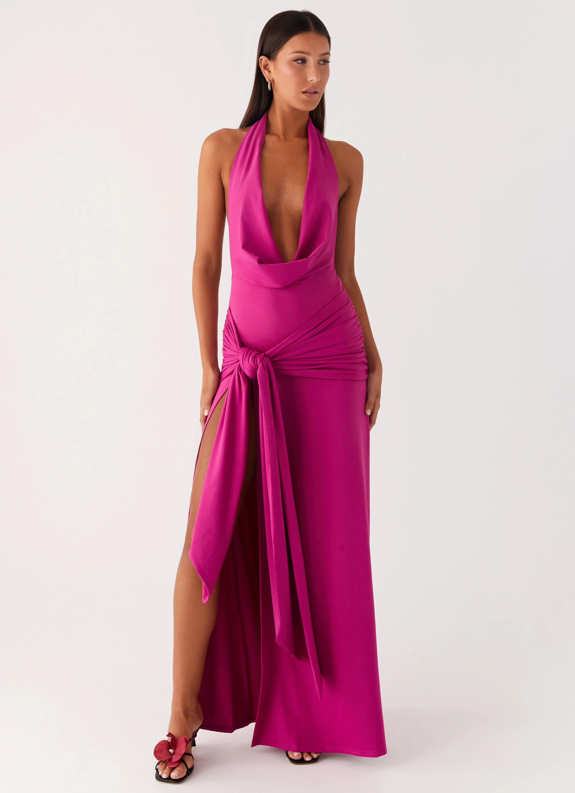 Rowan Ray Cowl Maxi Dress - Fuchsia - Image 2