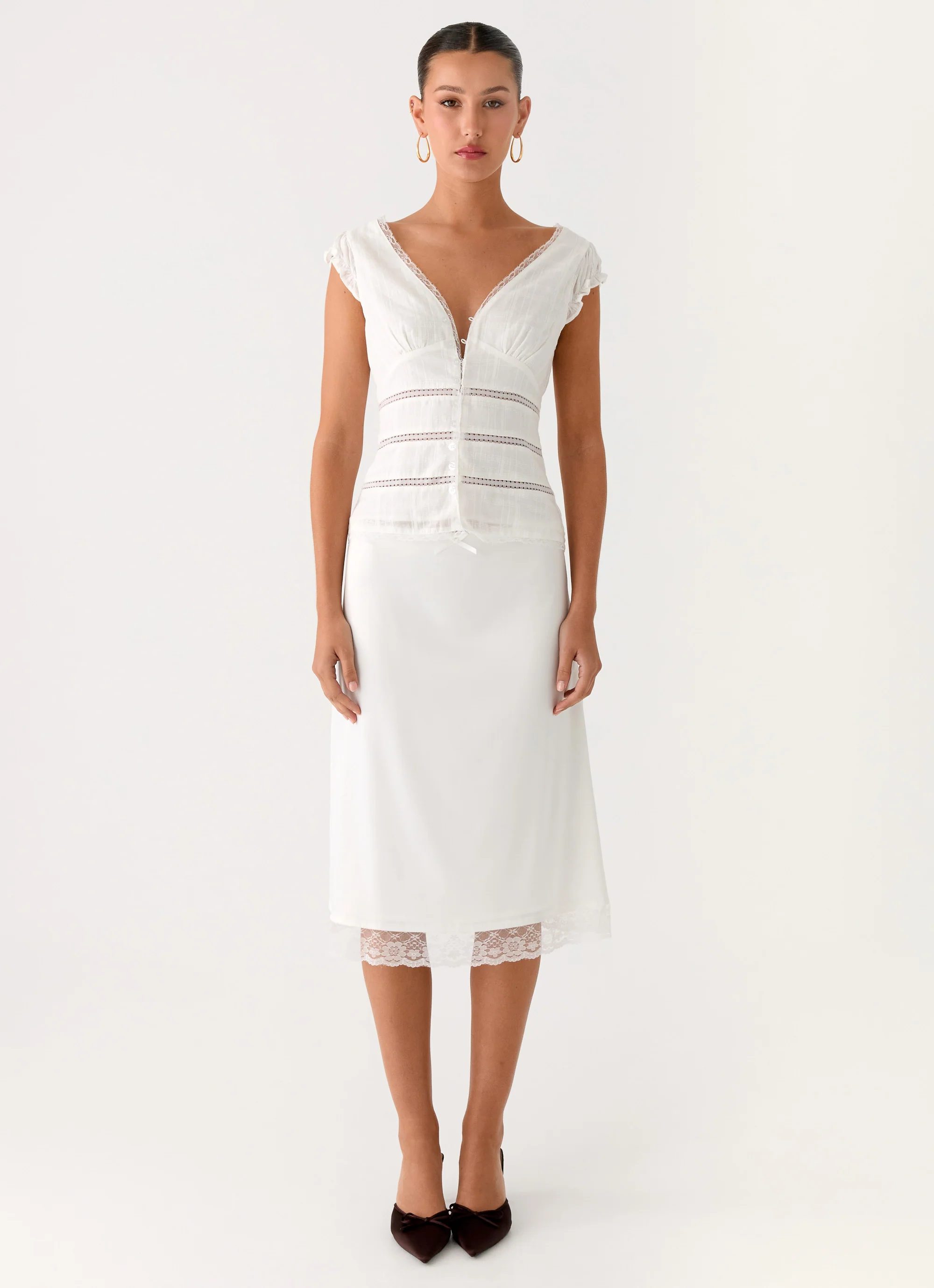 Ruann Lace Trim Top - White - Image 6