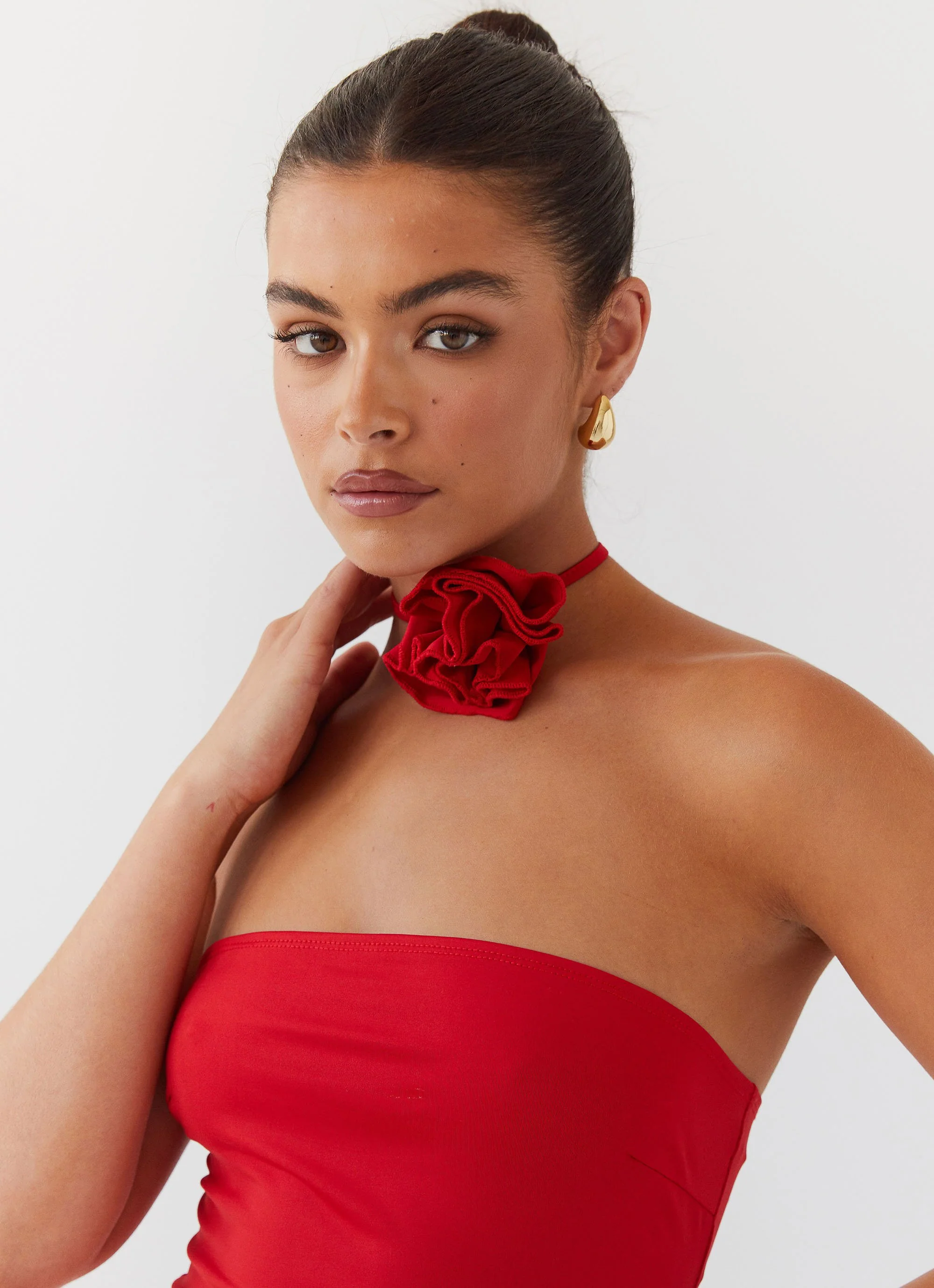 Ruby Glamour Rose Mini Dress - Rouge Red - Image 6