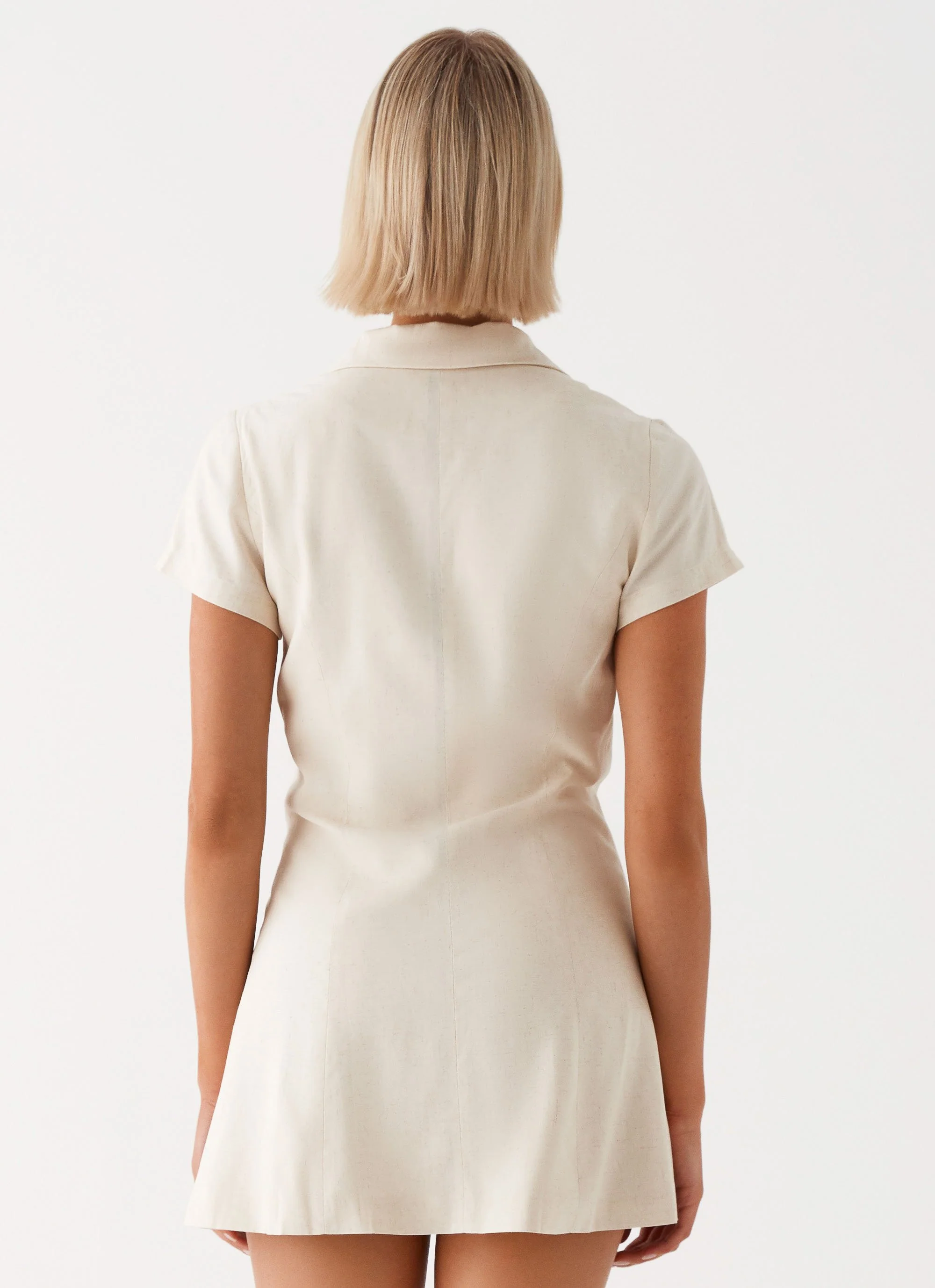 Russo Linen Mini Dress - Oatmeal - Image 4
