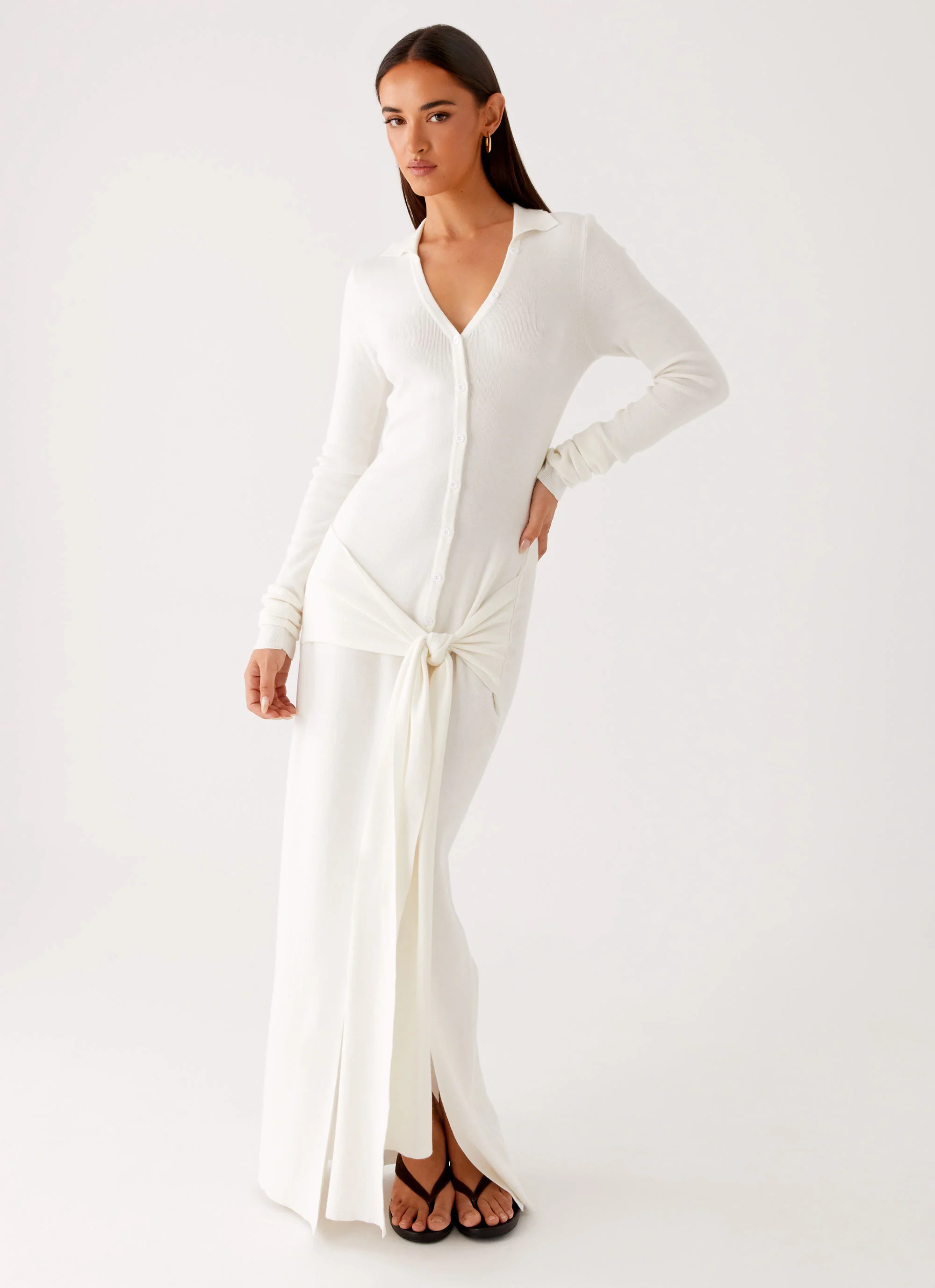 Sabetha Knit Maxi Dress - White - Image 4