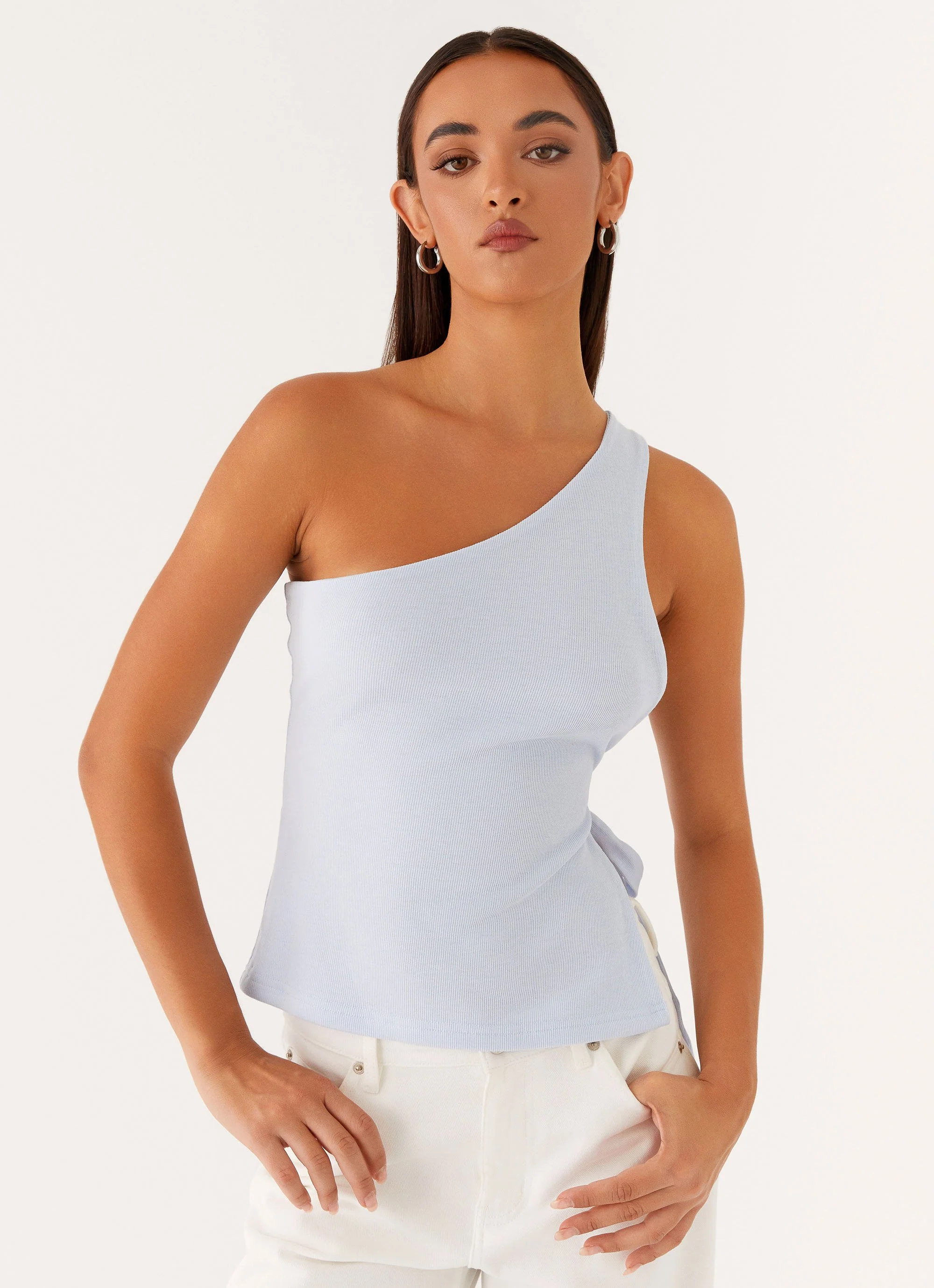Safiya One Shoulder Top - Blue - Image 5