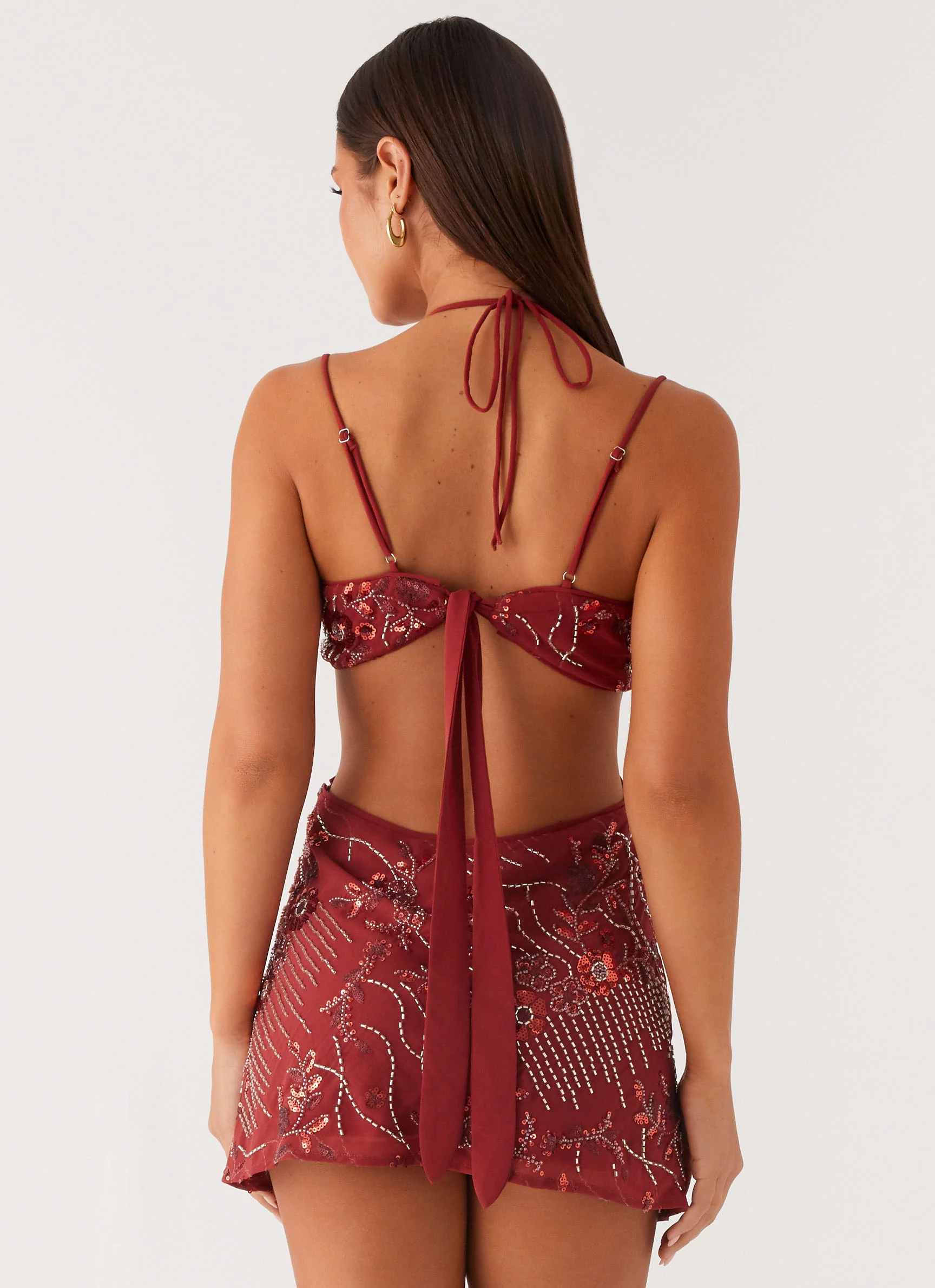 Sahara Nights Beaded Mini Dress - Rust - Image 4