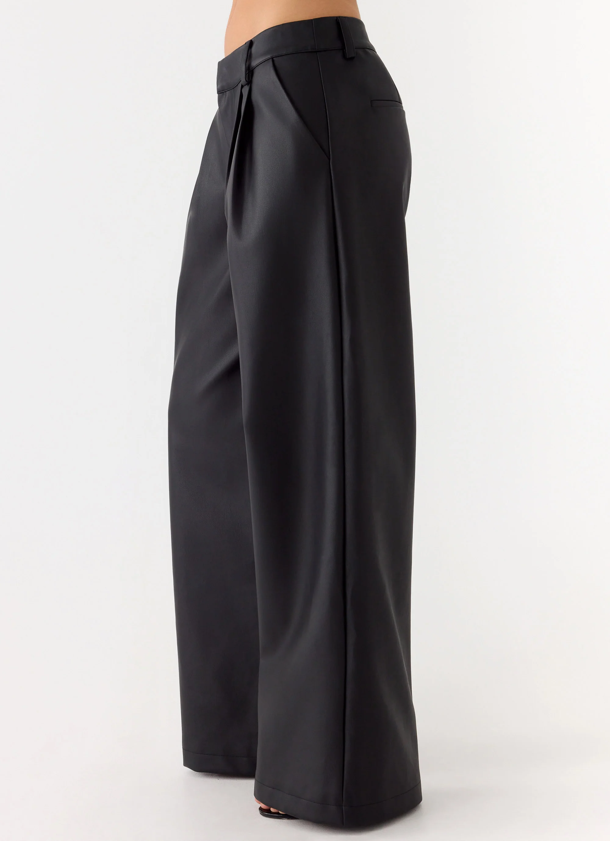 Samuel Low Rise Faux Leather Pants - Black - Image 3
