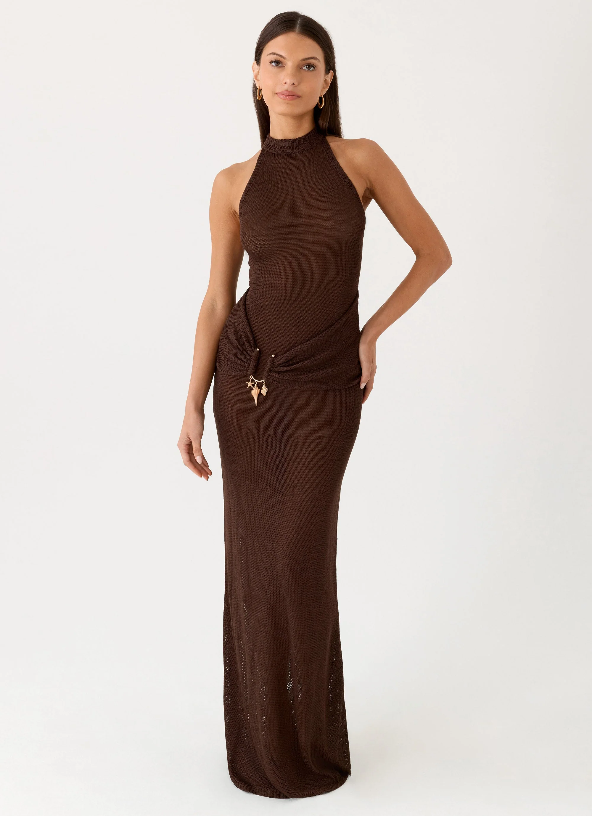 Saoirse Knit Maxi Dress - Chocolate - Image 6