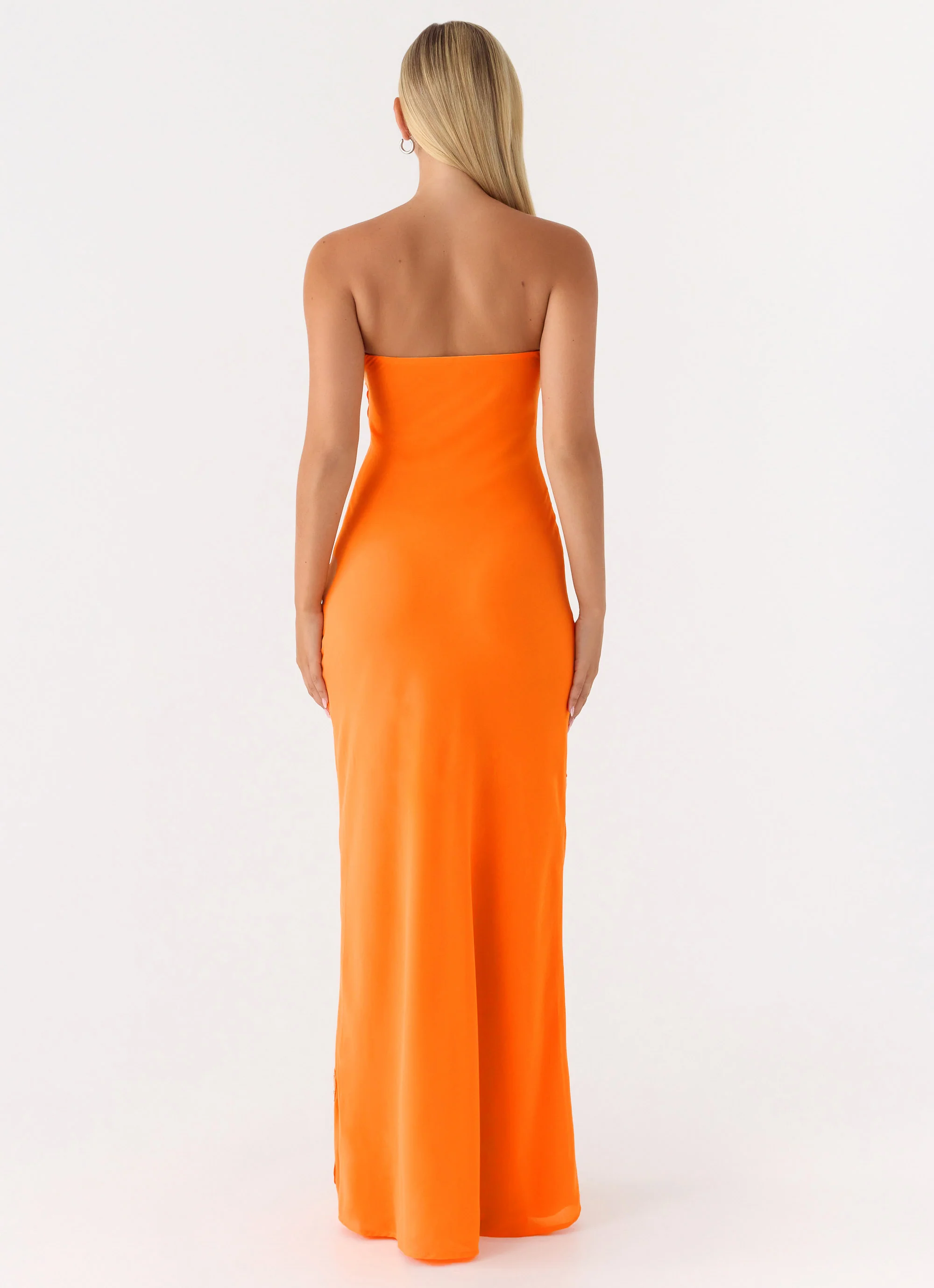 Sassafras Beaded Flower Strapless Maxi Dress - Orange - Image 3