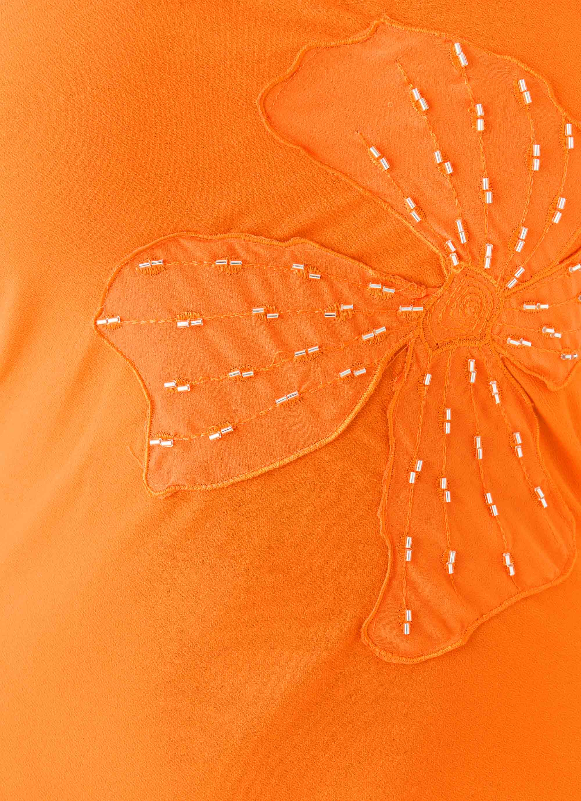 Sassafras Beaded Flower Strapless Maxi Dress - Orange - Image 6