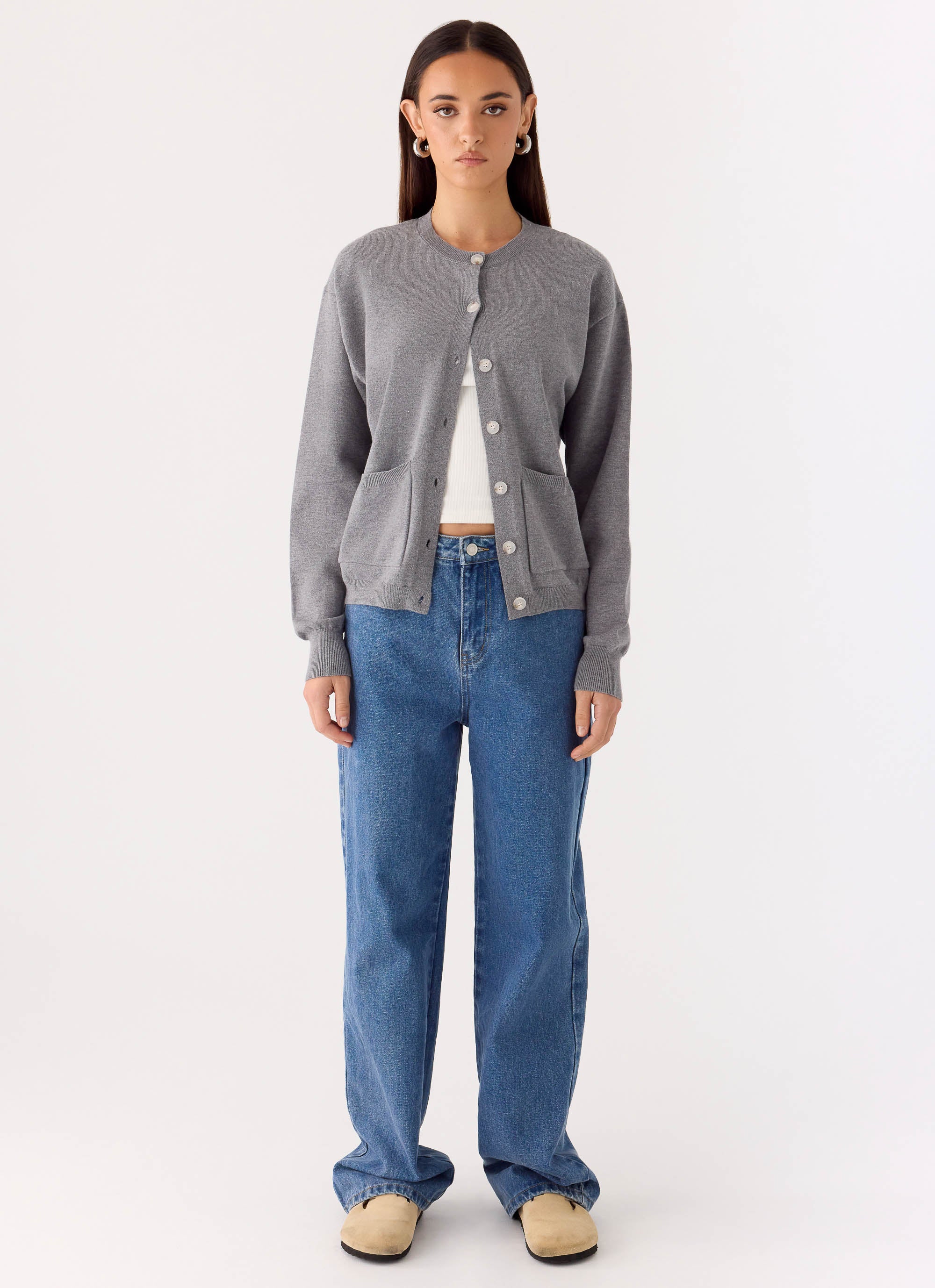 Sean Relaxed Knit Cardigan - Grey - Image 2