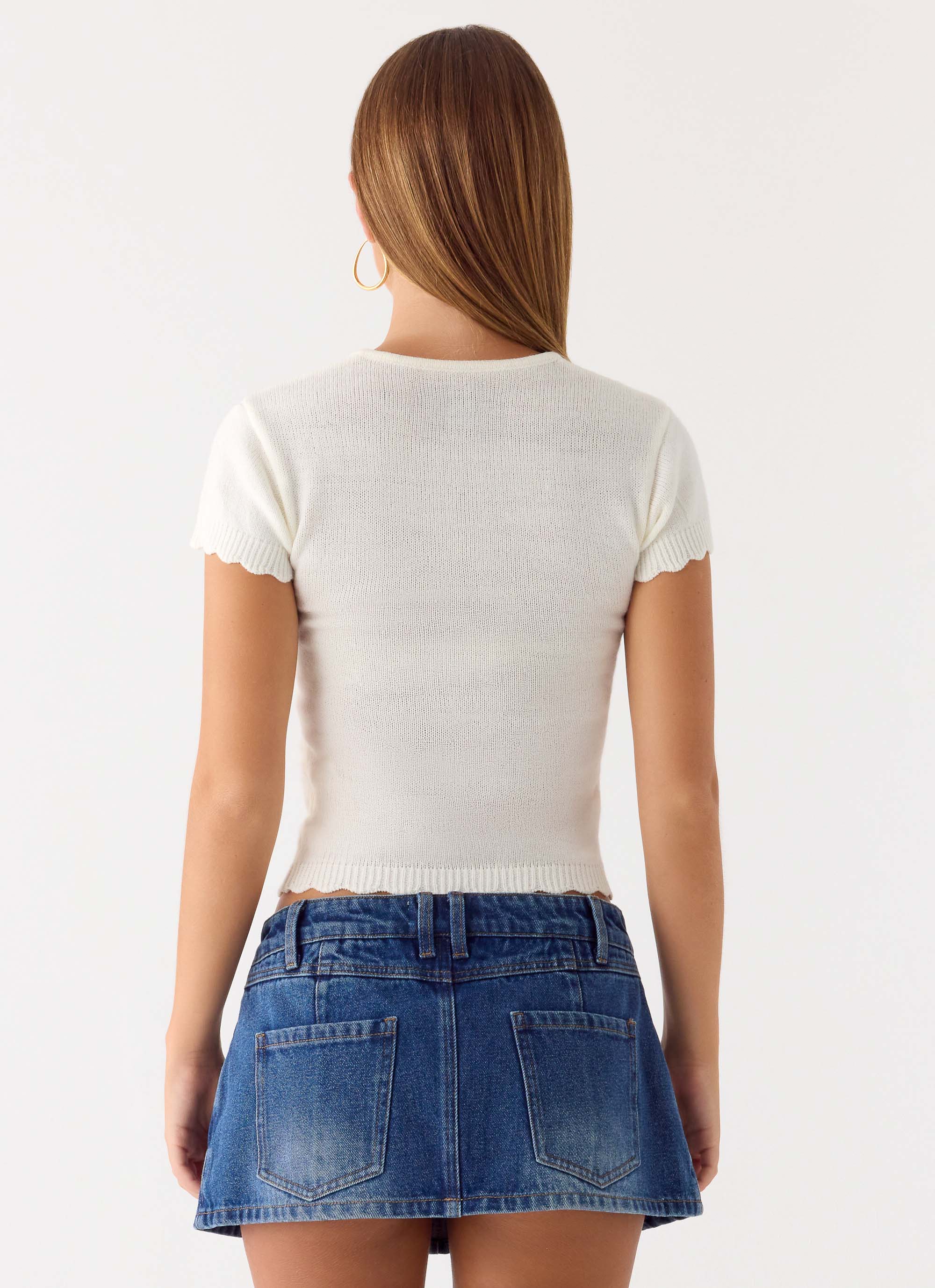 Sebastian Low Rise Denim Mini Skort - Blue Wash - Image 3