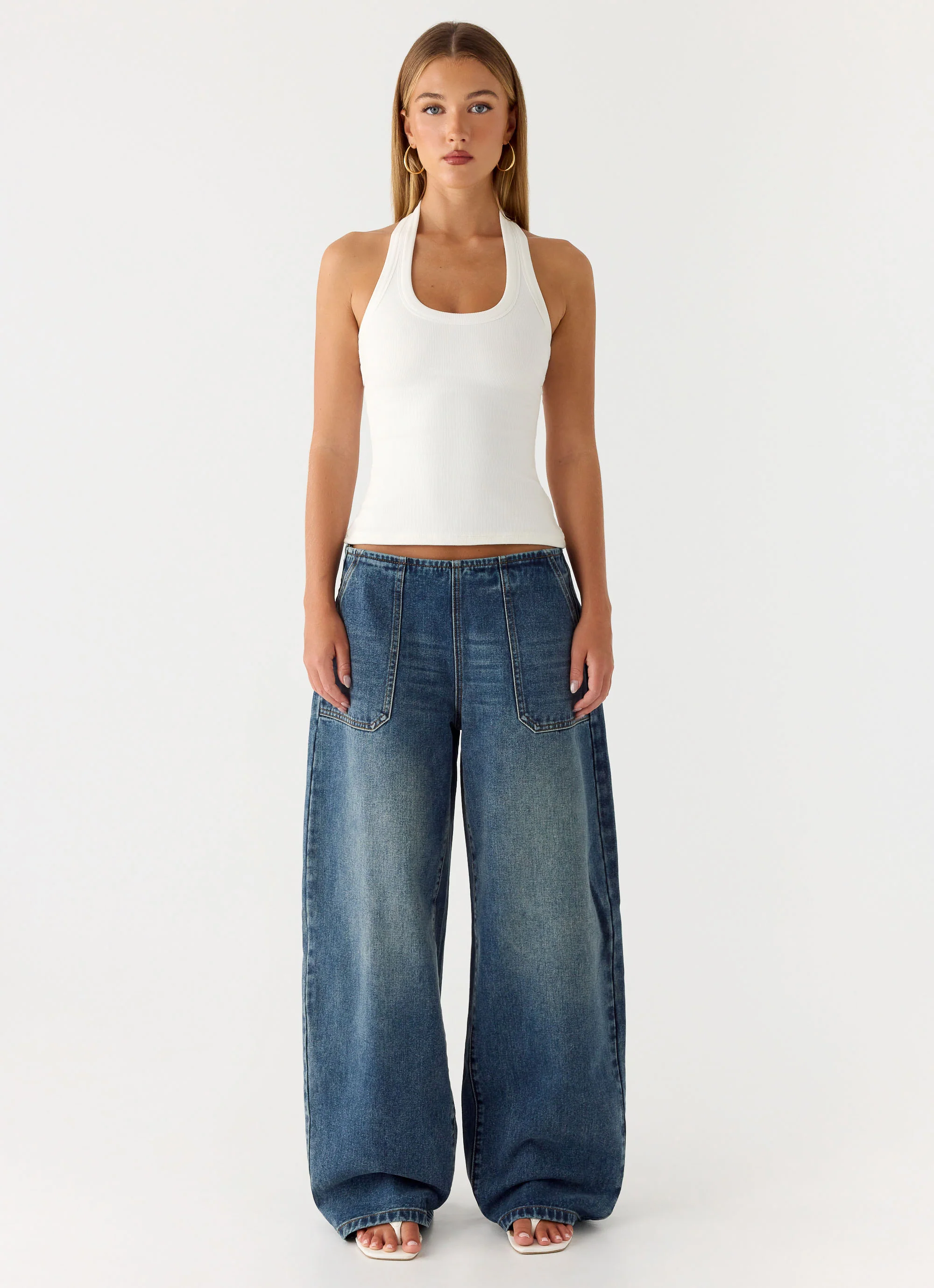 Seethal Low Rise Washed Denim Jeans - Mid Wash Blue - Image 2