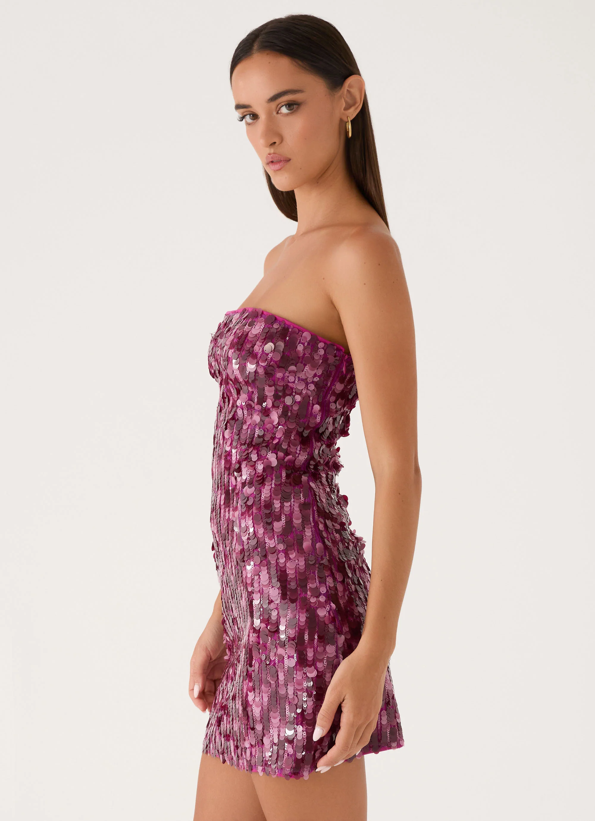 Seliora Sequin Mini Dress - Plum - Image 2