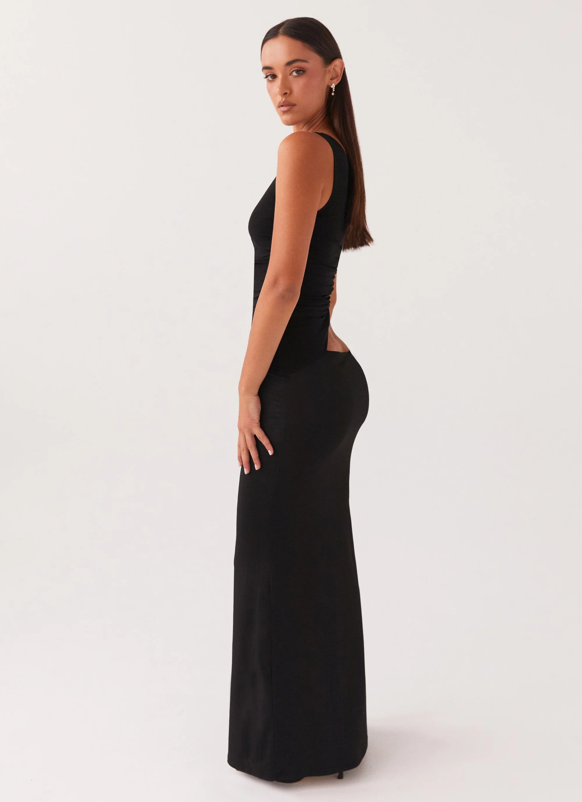 Seranella One Shoulder Maxi Dress - Black - Image 3