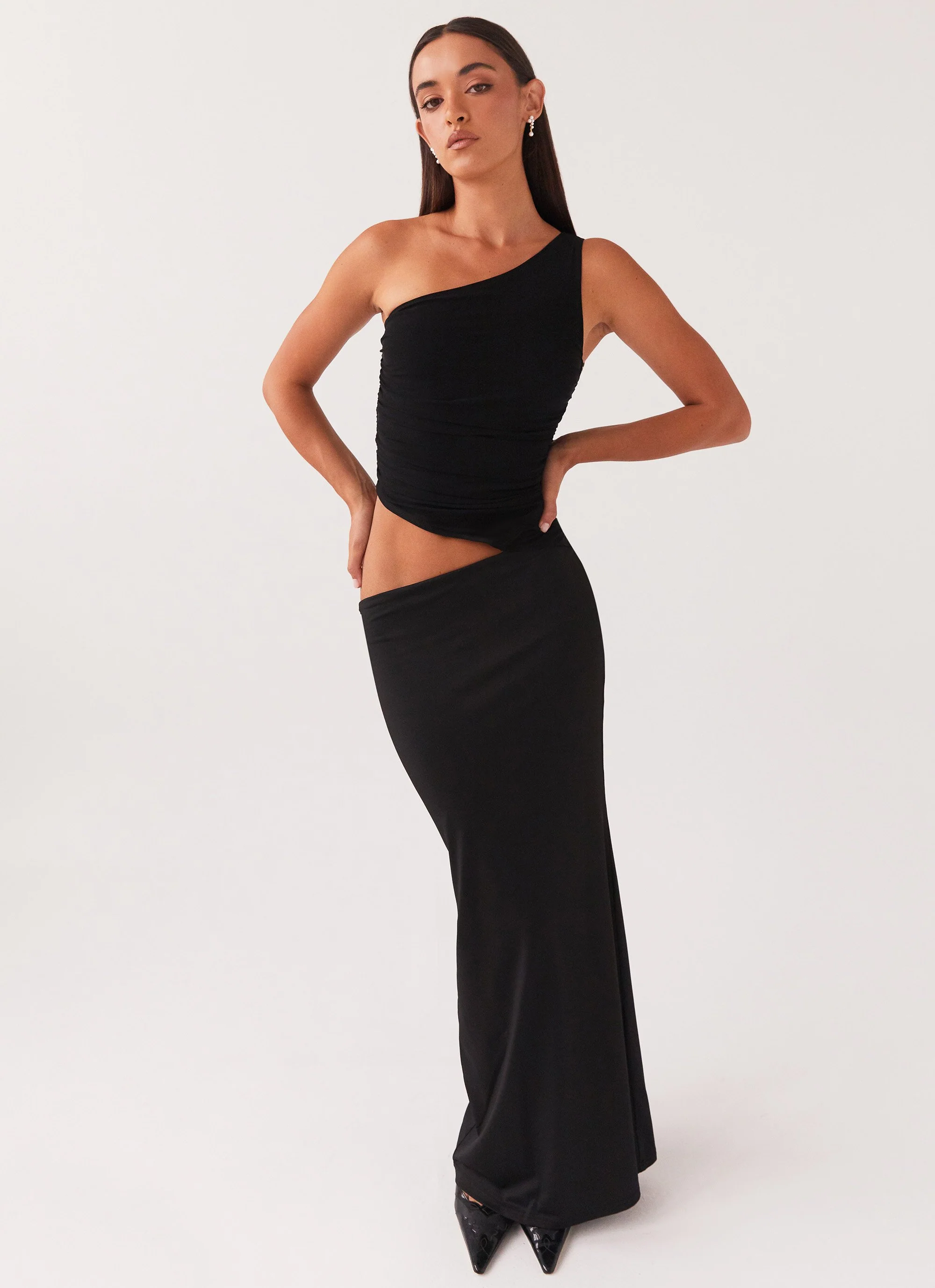 Seranella One Shoulder Maxi Dress - Black - Image 5