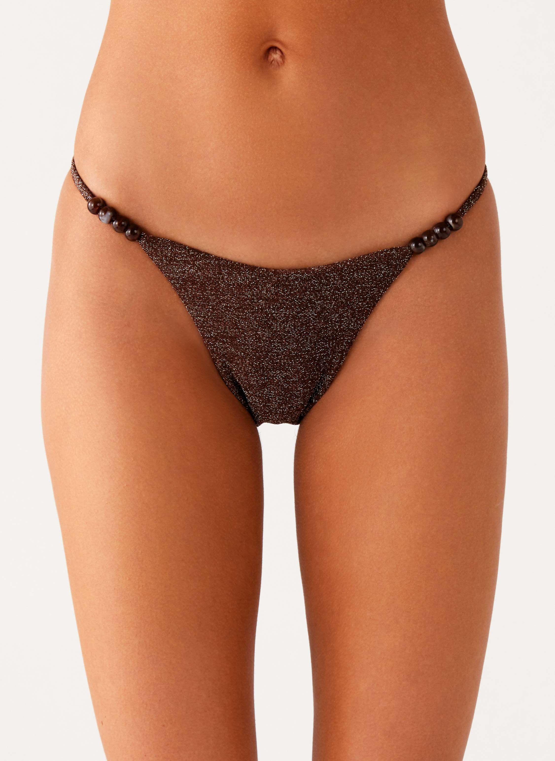 Serefina Bead Bikini Bottom - Chocolate