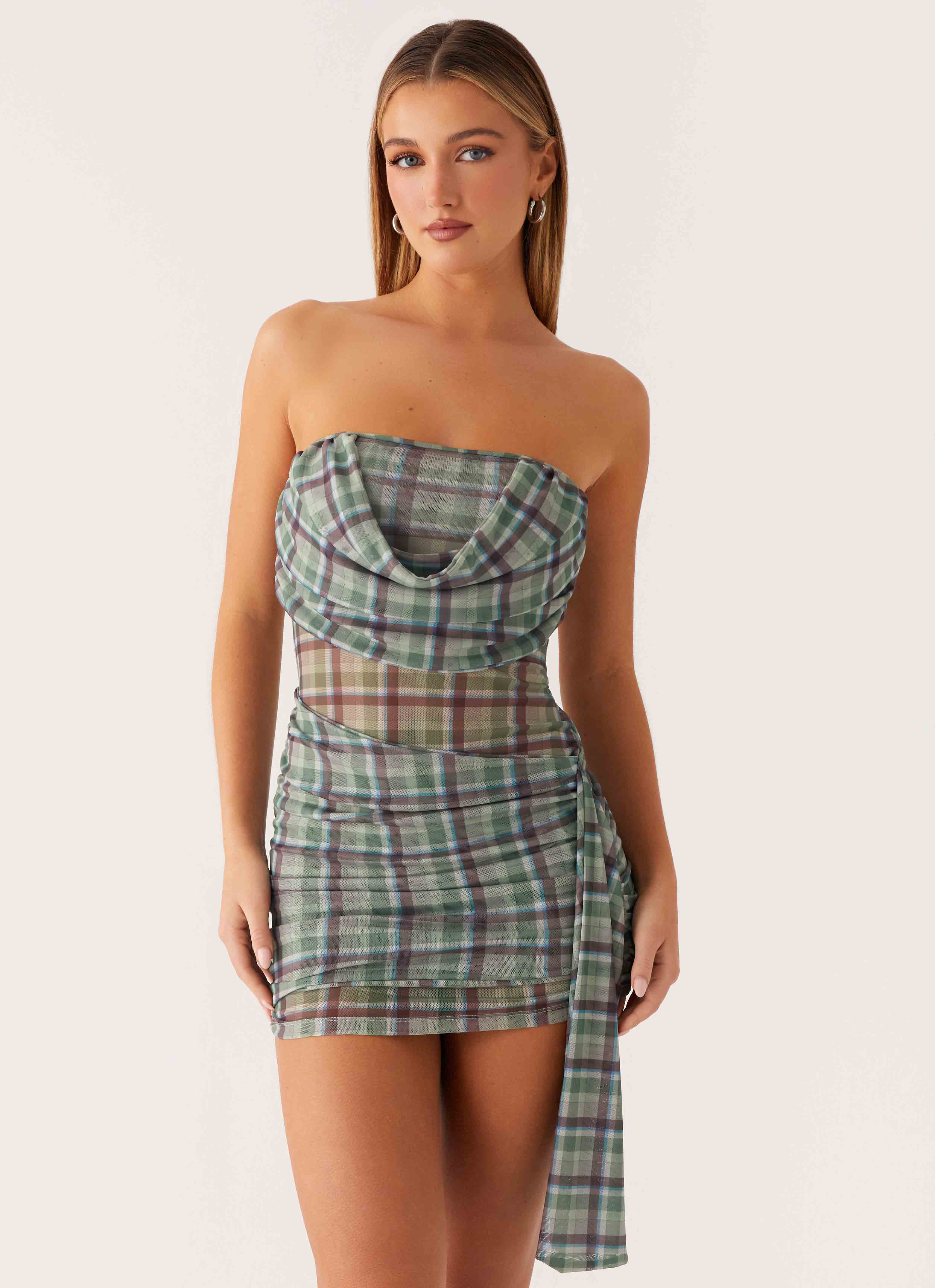 Seren Mini Dress - Cedar Check - Image 4