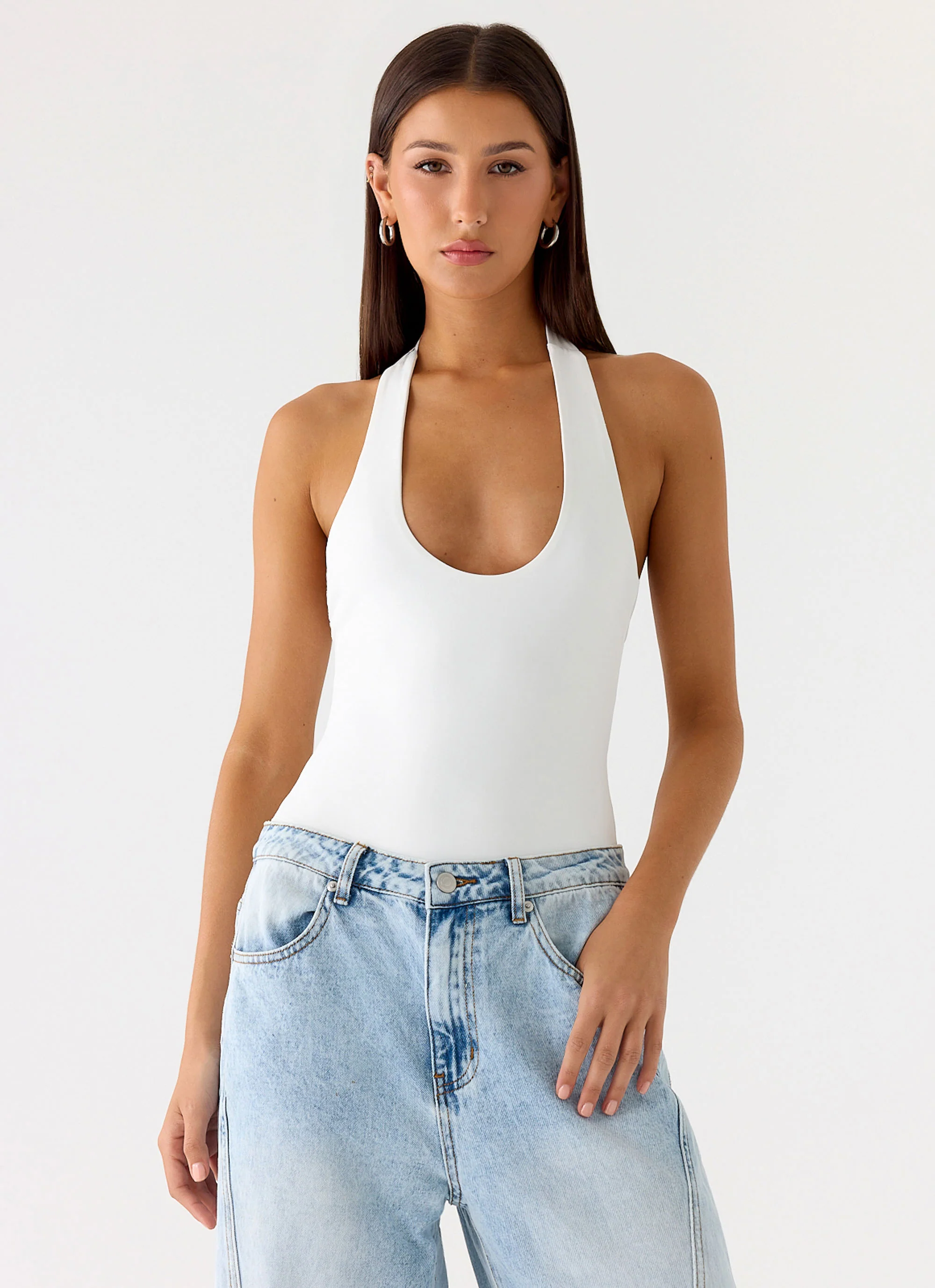 Set The Scene Halter Bodysuit - White - Image 6