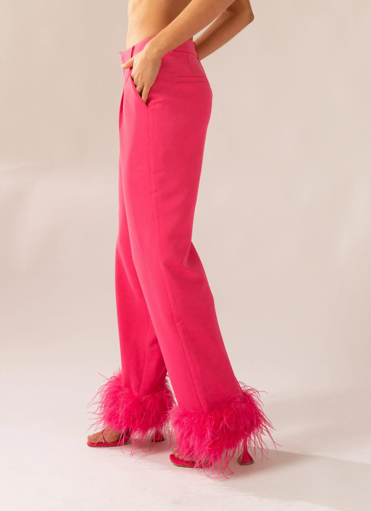 Shake It Off Feather Pants - Magenta - Image 4